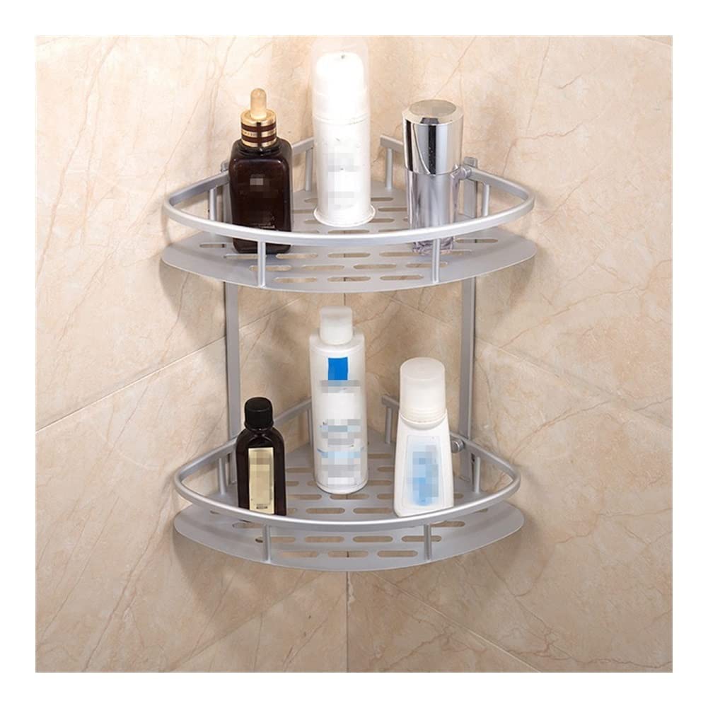 Étagère d'angle douche caddy en aluminium antirouille à 2 niveaux pour salle de bain