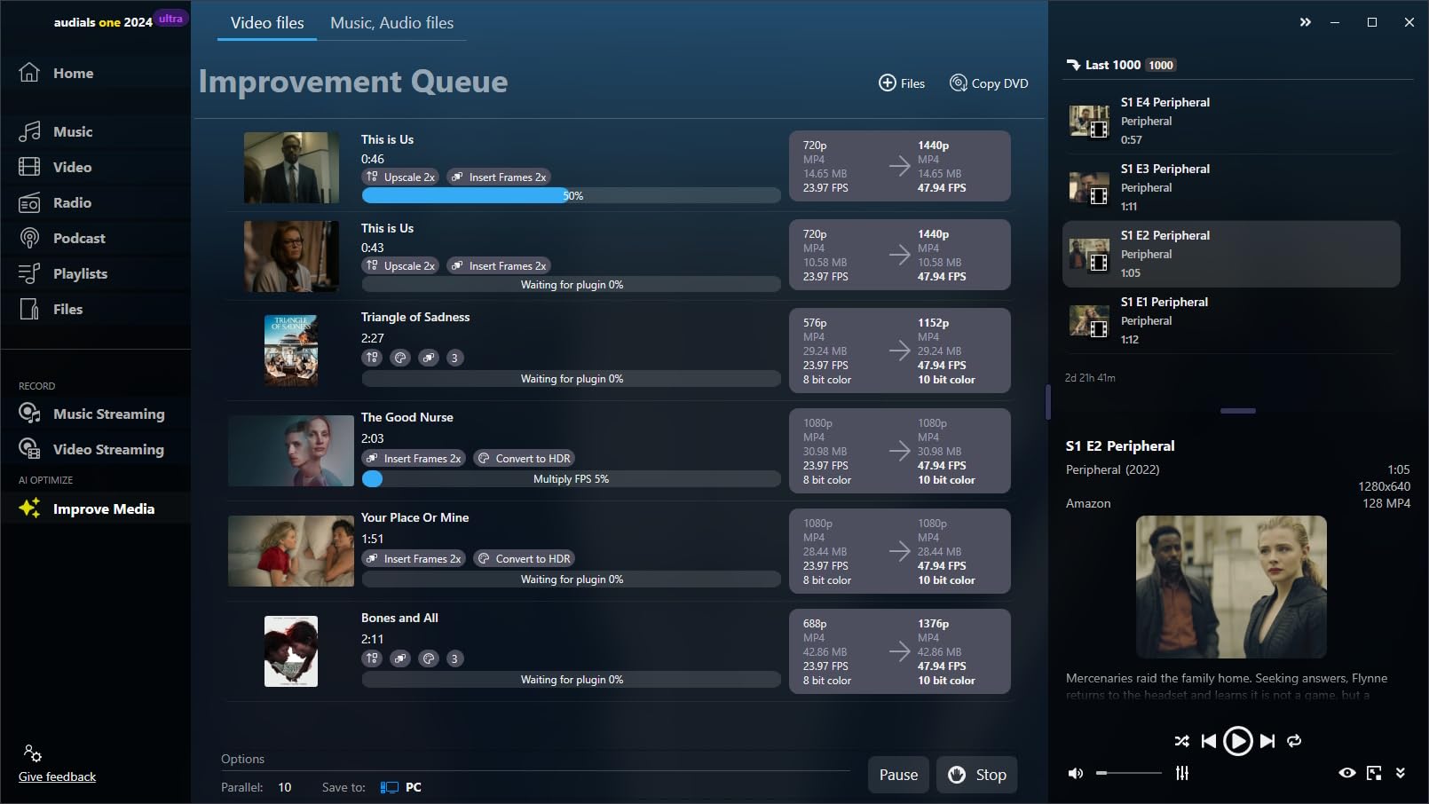 Audials One 2024 Ultra - Miglioratore video AI e registratore di streaming per musica, video, radio, podcast | 1 Dispositivo | 1 Utente | Codice d'attivazione per PC via email