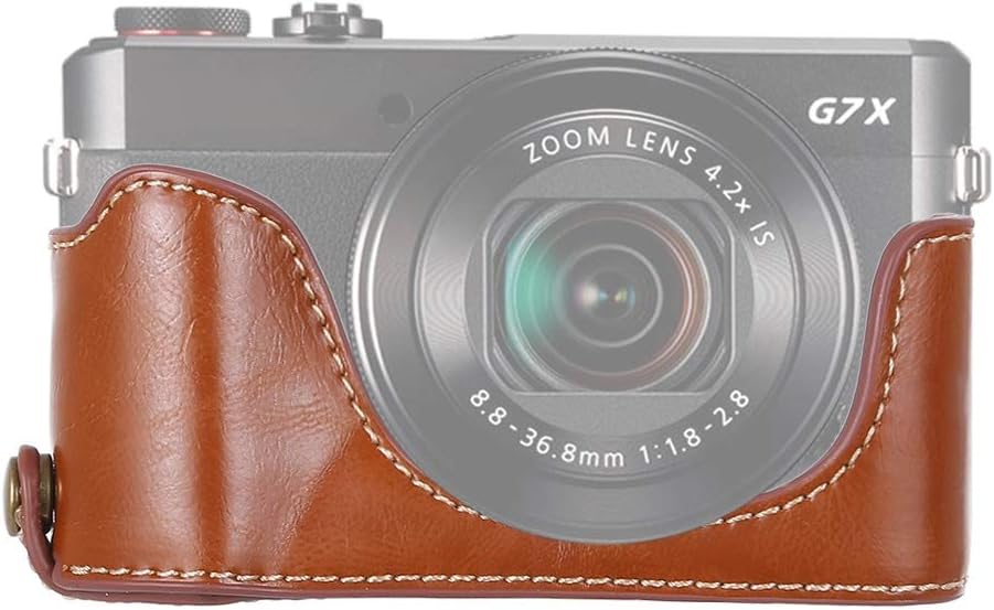 YUNCHAO Camera Accessories 1/4 inch Thread PU Leather Camera Half Case Base for Canon G7 X Mark II Camera Bags