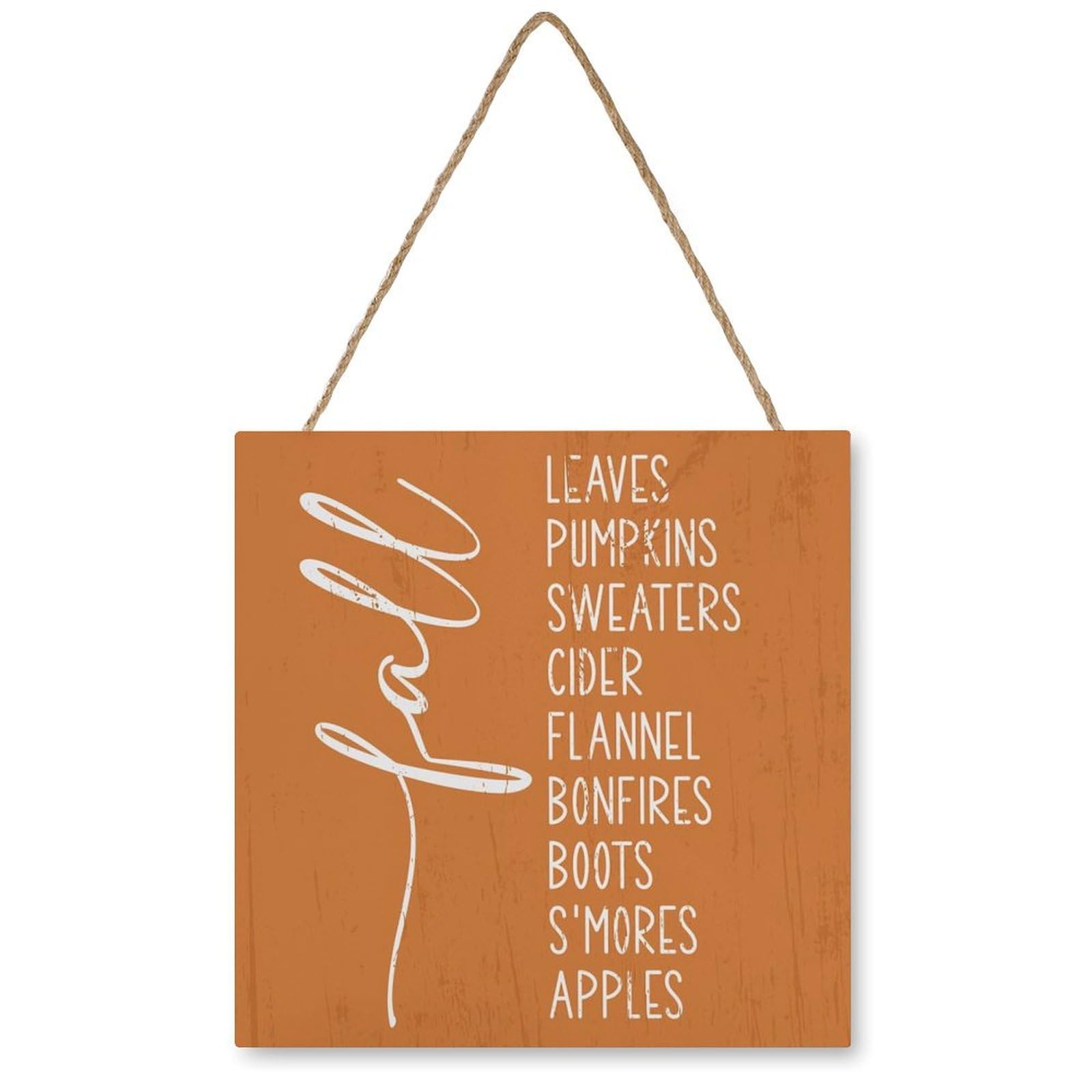 Rustic Autumn Quote Wood Sign, Farmhouse Fall Bucket List Artwork Decor, Autumn Thanksgiving Harvest Wood Plaque For Farmhouse Home Office Living Room Porch Entryway5 X 5 Inches