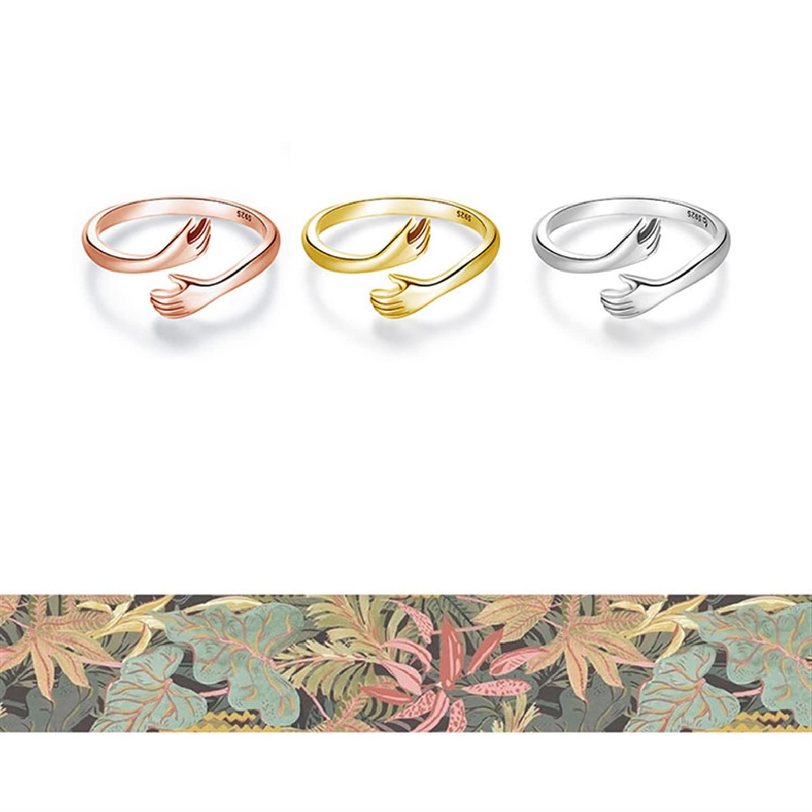 Abbraccio Anello in Argento Sterling 925 con Mano Regolabile, Pollice Aperto, Anello per Anniversario, Regalo per Mamma, Figlia, Amica