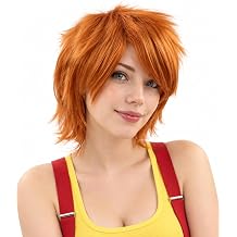 Orange Anime Wig Cosplay Layered Wigs with Bangs for Women Men