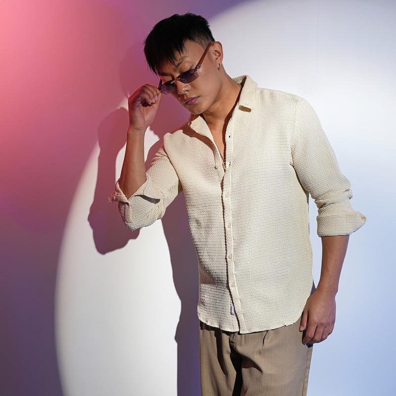 Image of CAHOOT Men's Solid Utility Shirt | Casual Wear | Spread Collar | Long Sleeve | Button Closure | Shirt Crafted with Comfort Fit for Everyday Wear