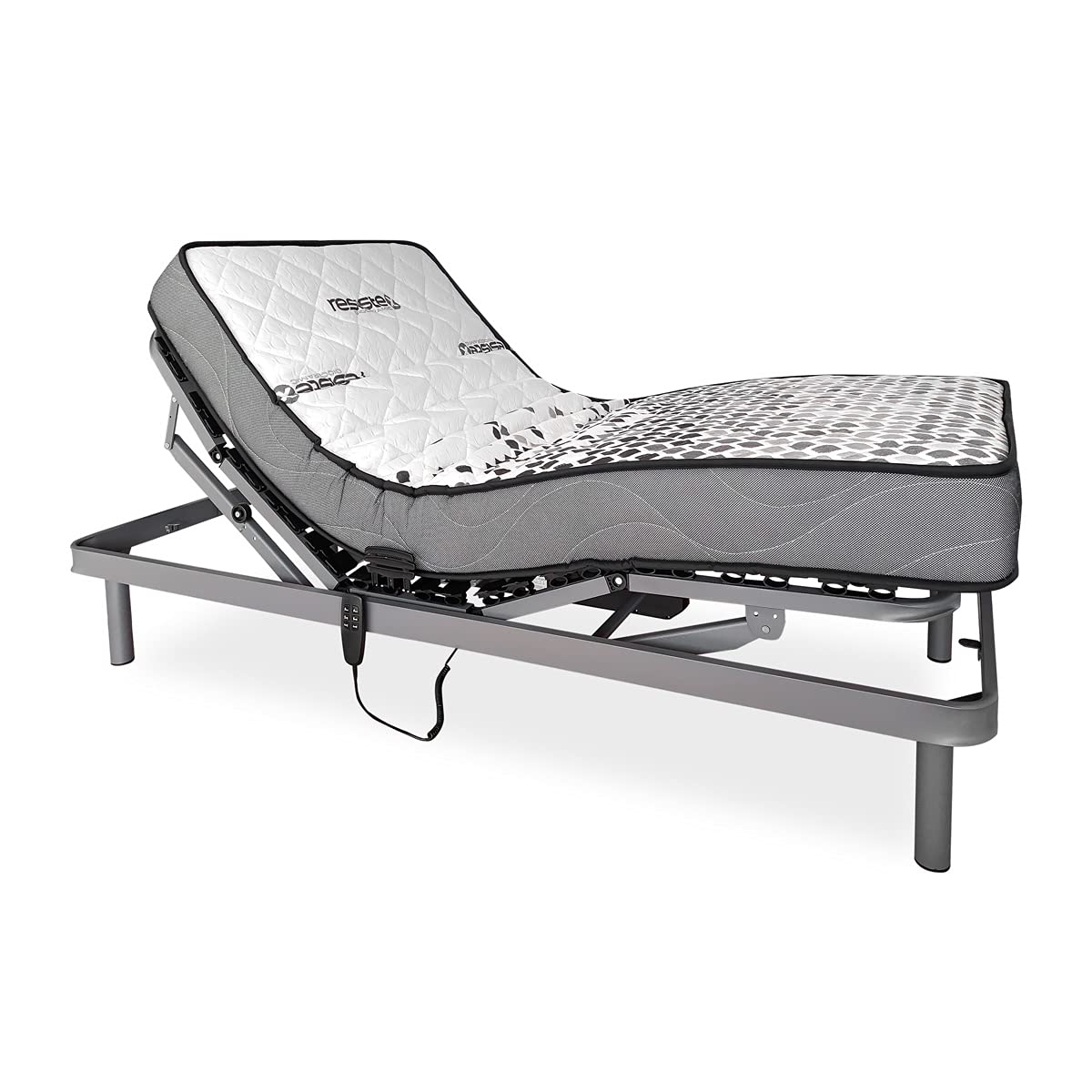 DUÉRMETE ONLINE Confezione letto elettrico articolato rinforzato Ergomedic Pro + materasso viscoelastico Dorsale Plus, grigio antracite, 105 x 200