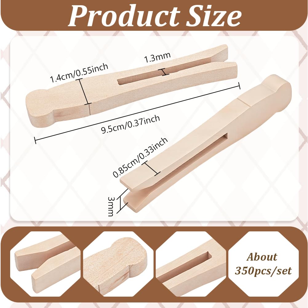 350 mollette rotonde in legno, 9,5 x 1,4 cm, mollette in legno per lavori artigianali, mollette per bucato, casa, esterni, cucina, viaggi (rotonde)