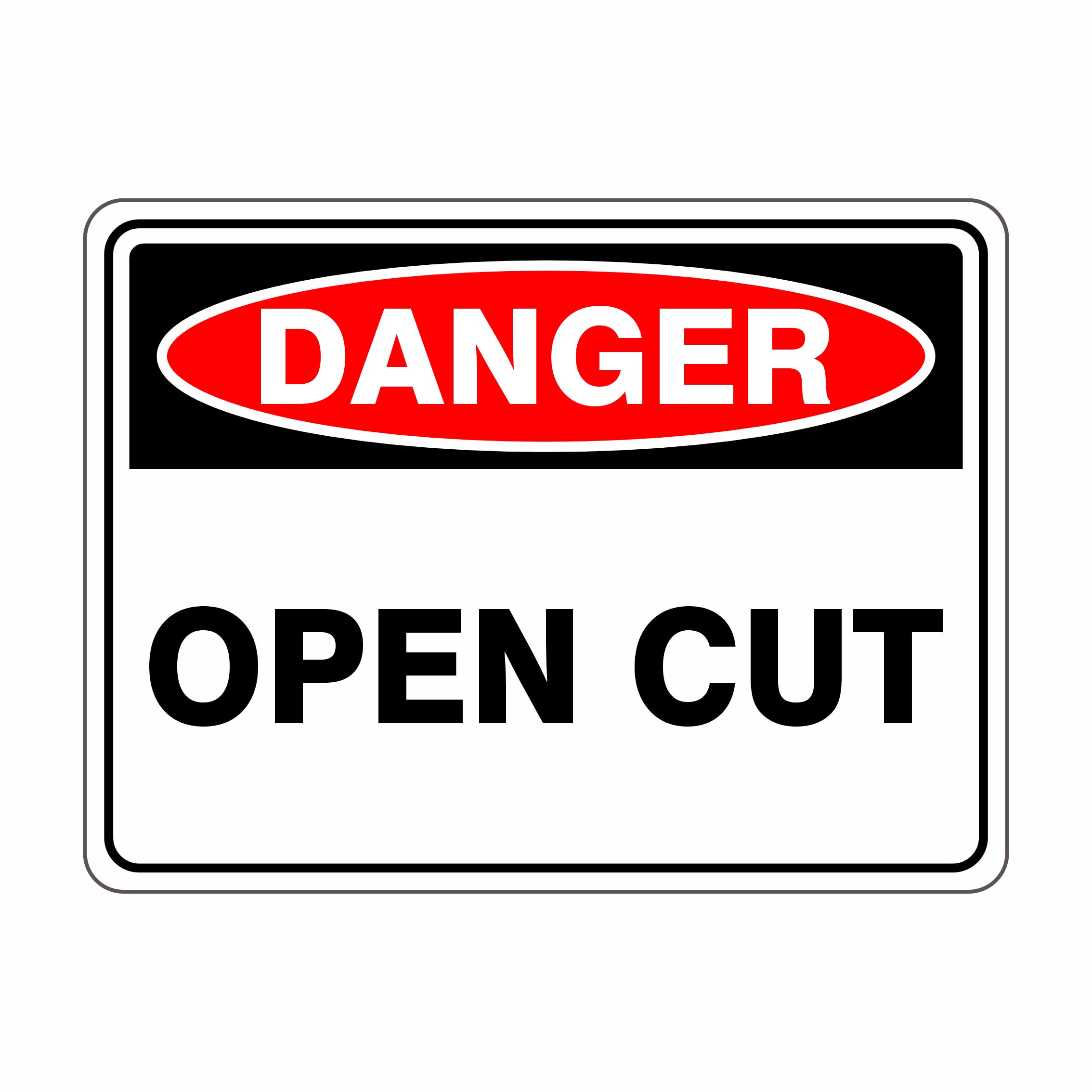 Open Cut Danger Signs, 12x8 Metal Tin Sign, Open trench, danger.