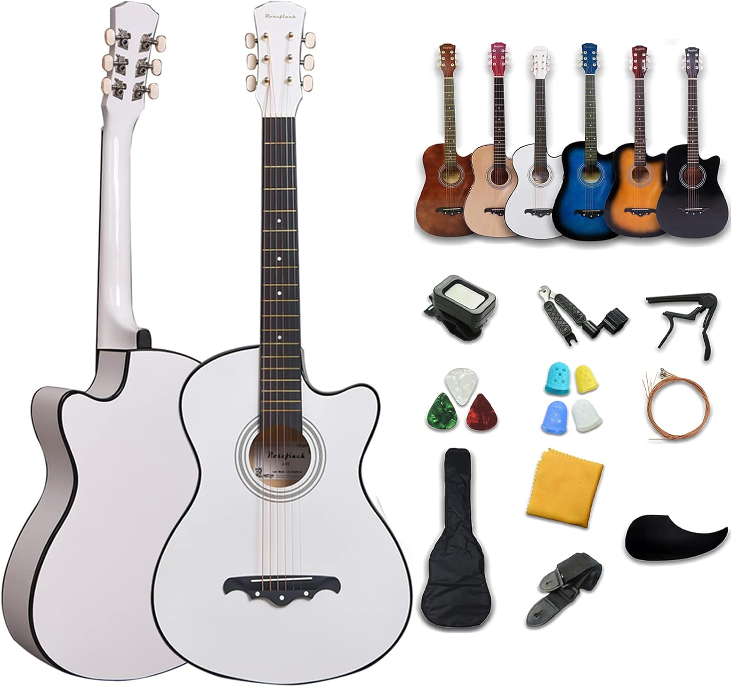 Acoustic Guitar Rosefinch 38 inch Basswood Folk Guitar for Beginner