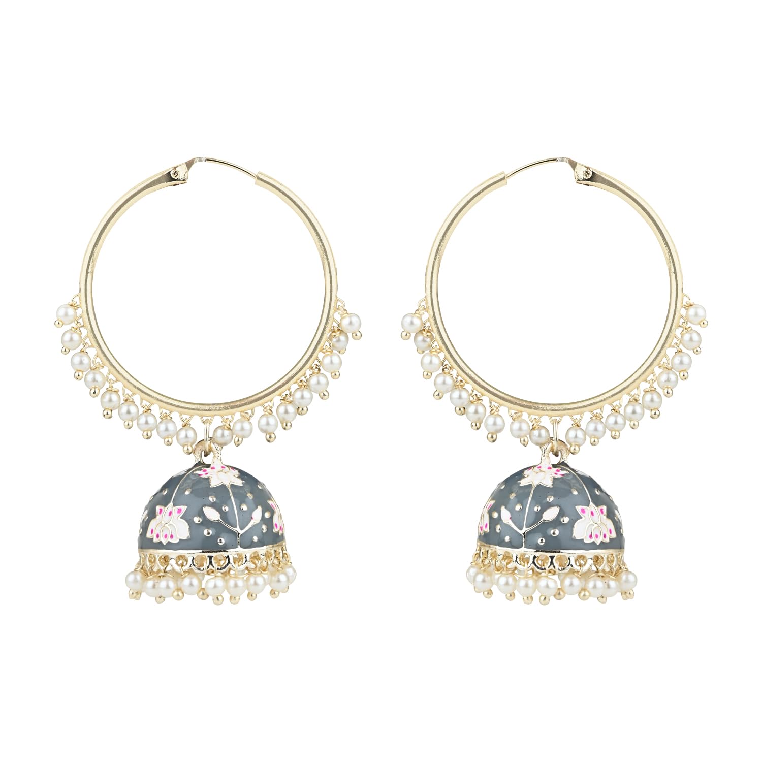 I Jewels 18K Gold Plated Traditional Handcrafted Meenakari work Jhumki Earrings for Women/Girls (grey) (B0CQYRK73T) Amazon Price History, Amazon Price Tracker