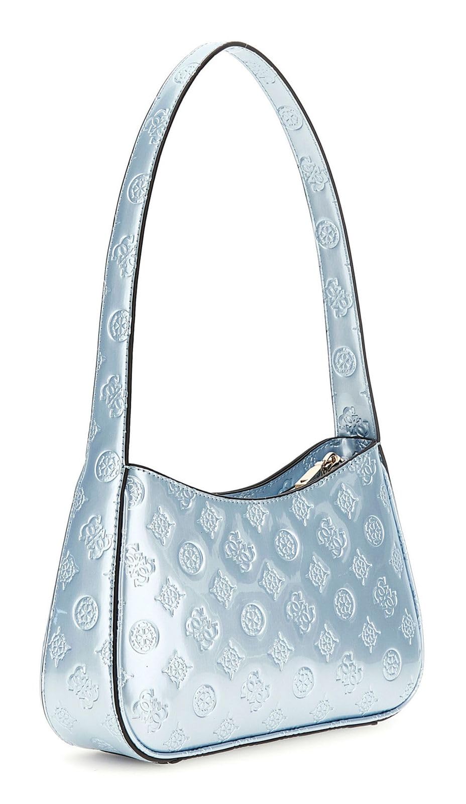 GUESS Arnela Top Zip Shoulder Bag, Powder Blue Logo