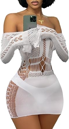 Buitifo Sexy Lingerie for Women Fishnet Mini Dress One Piece Babydoll Nightwear