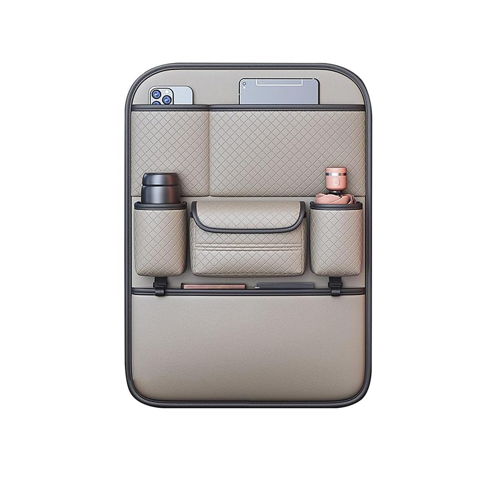 NFAHBAQA Car Back Seat Organiser For Jaguar XK/XKR Coupé/Convertibile X150 X100 XK/XK8/XKR 1996-2015, Leather Car Seat Organiser, Multifunctional Seat Protector with Pockets, Travel Accessories