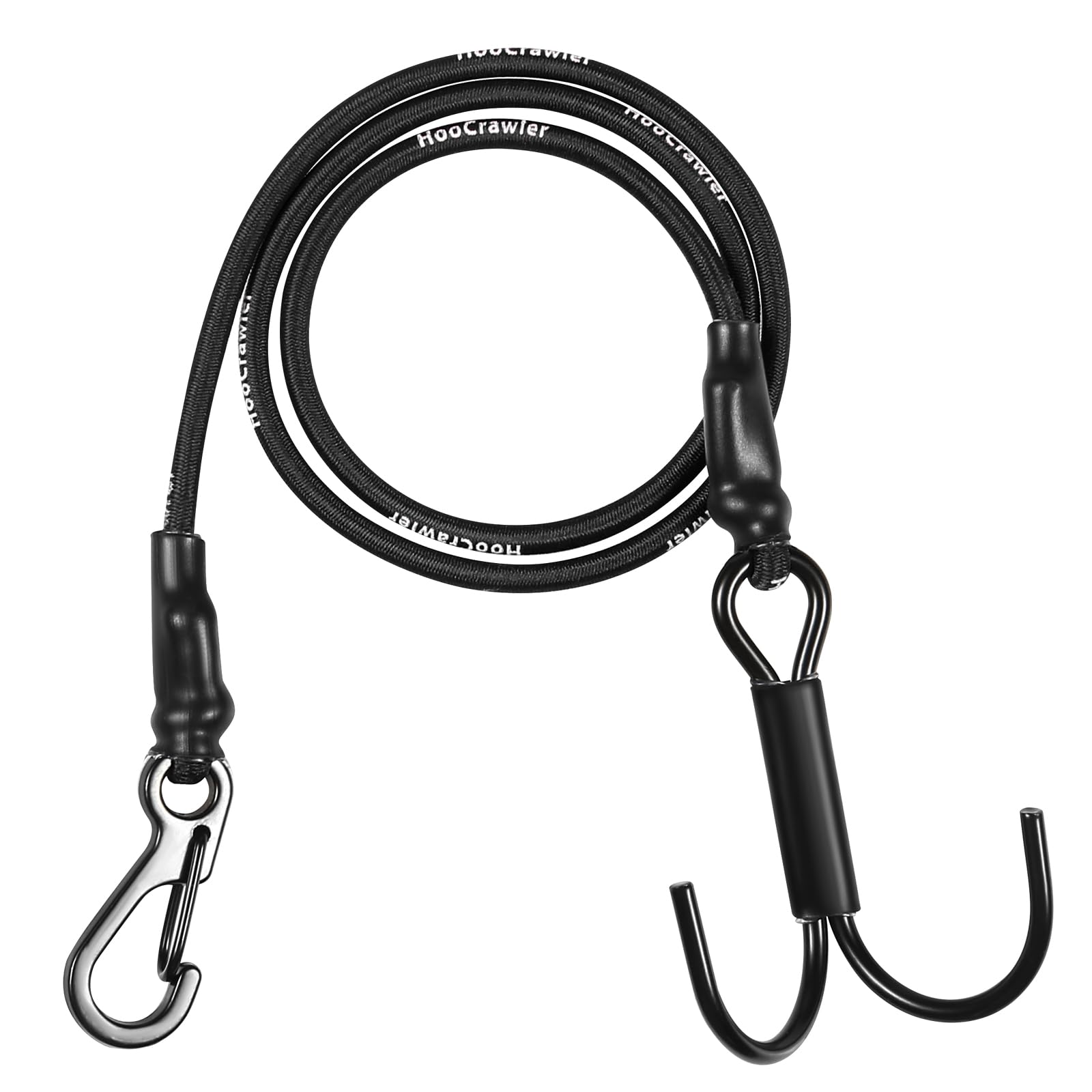 HooCrawler RC Crawler Kinetic Winch Strap, Escape Rope, Rescue Trailer Hook for 1/8 1/10 LCG Chassis Axial SCX10 I II Capra RR10 TRX4 (Classic Black)