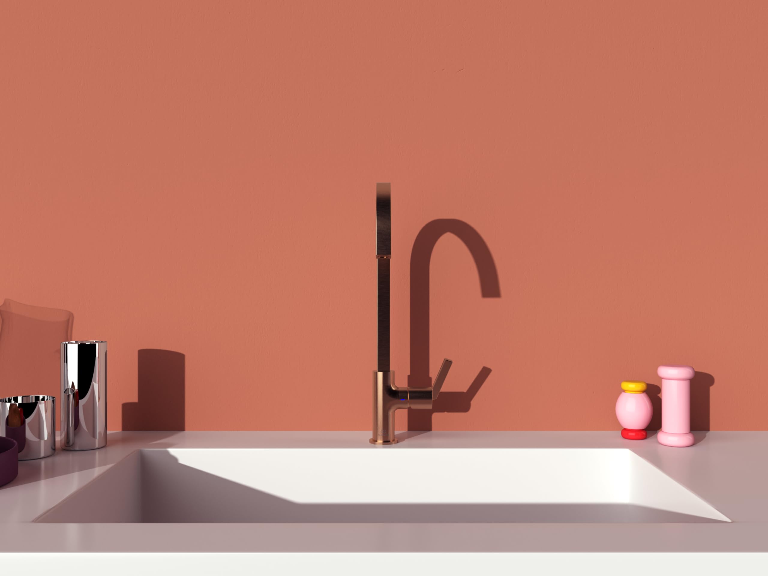 Ideal Standard – Gusto Monomando de cocina, Caño cuadrado en C, con cartucho FirmaFlow, caño giratorio 360°, fácil de instalar con fijación EasyFix+, Rosa Atardecer