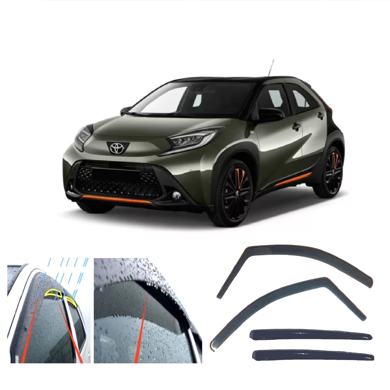 Climair Voor Zijwindscherm Klem Donker Kunststof Toyota Aygo