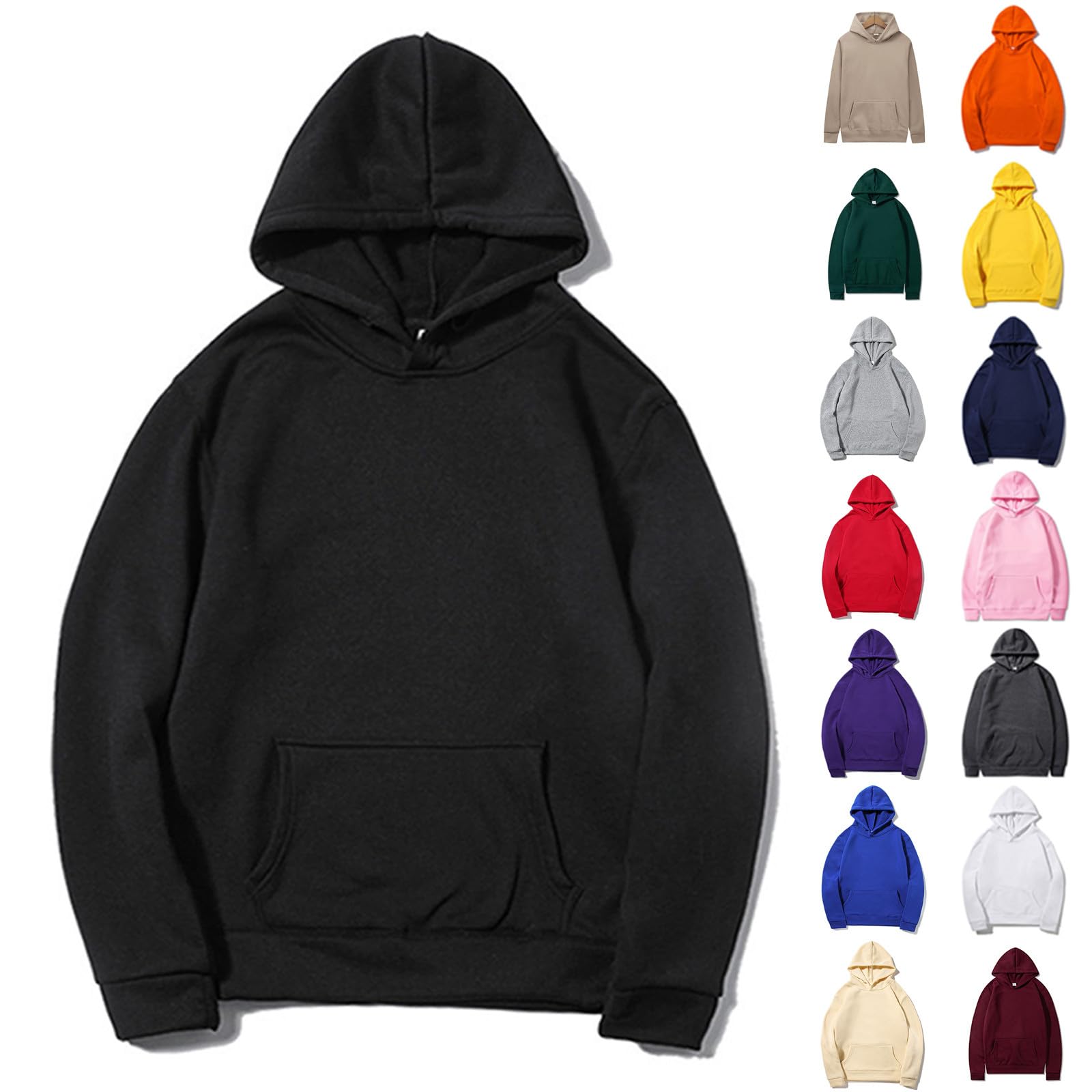 LenkhoHoodies For Men Y2k Cotton Comfy Pullover Hoodie Baggy Casual Long Sleeve Sweatshirt Relaxed Sport Sweat Shirts Tops