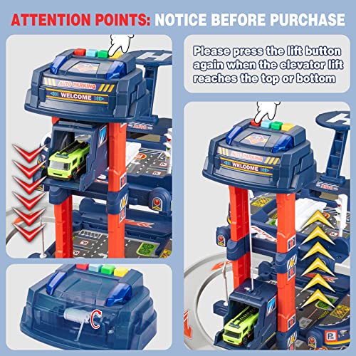 Unih City Ultimate Garage Toys For Boys, Tower Toy Cars Garage With Electric Elevator, Race Car Track Toys For 5+ Year Old Boys #TOP2