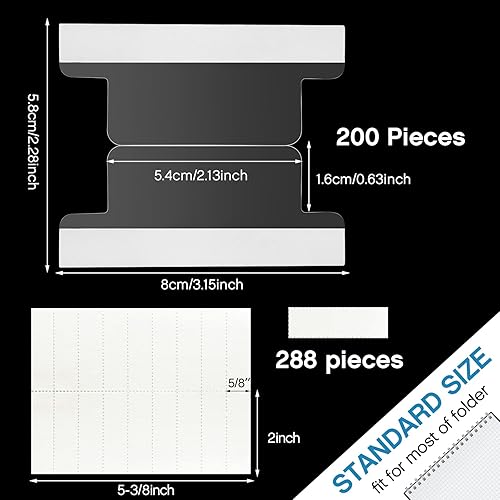 Miniatura 2 de Pestañas autoadhesivas insertables de 2 pulgadas con insertos imprimibles con etiquetas para carpetas de archivos, índice de plástico adhesivo,