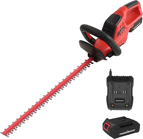 PowerSmart Recortadora de setos de 20 V MAX de 18 pulgadas, inalámbrica, batería de iones de litio, batería de 2.0 Ah y cargador