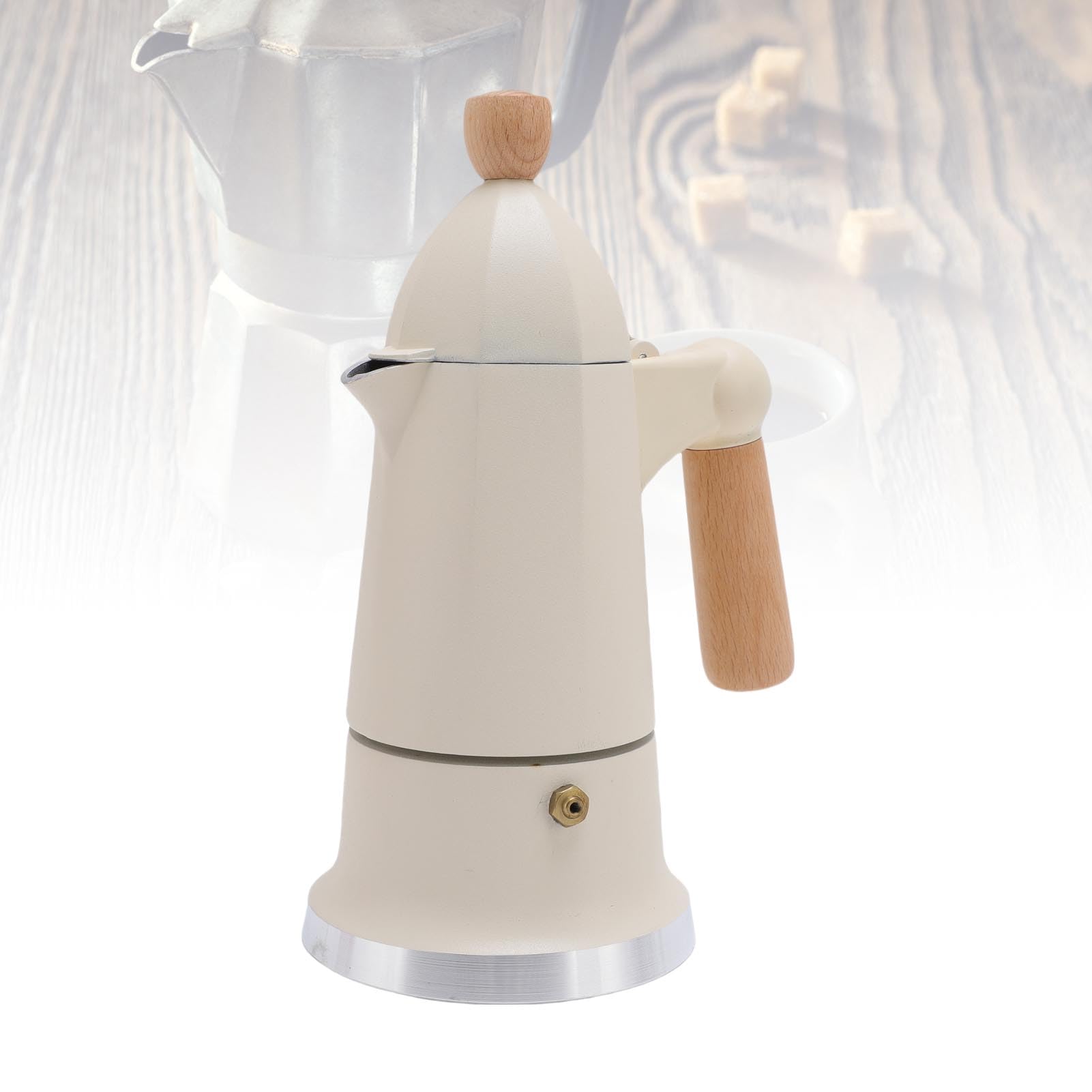 banapoy Pentola da 3 Tazze, Caffettiera Classica a Valvola Singola, Caffettiera da Piano Cottura, Italiana per Campeggio o Casa (WHITE)