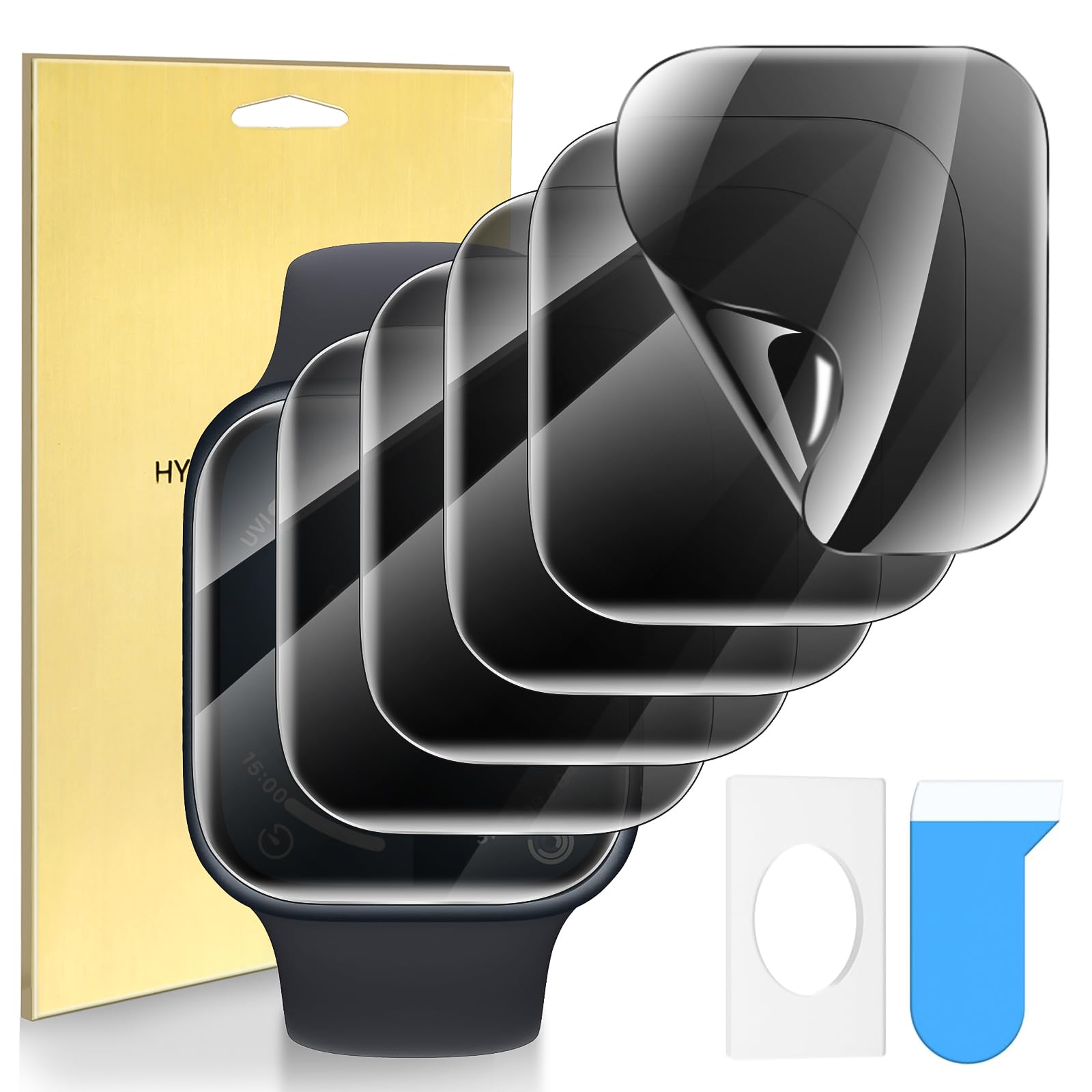 Suoman 6-Pack for Apple Watch Series 7/8/9 41mm Privacy Screen Protector, [Not Glass] [Anti-peeping] Flexible TPU Soft Protective film