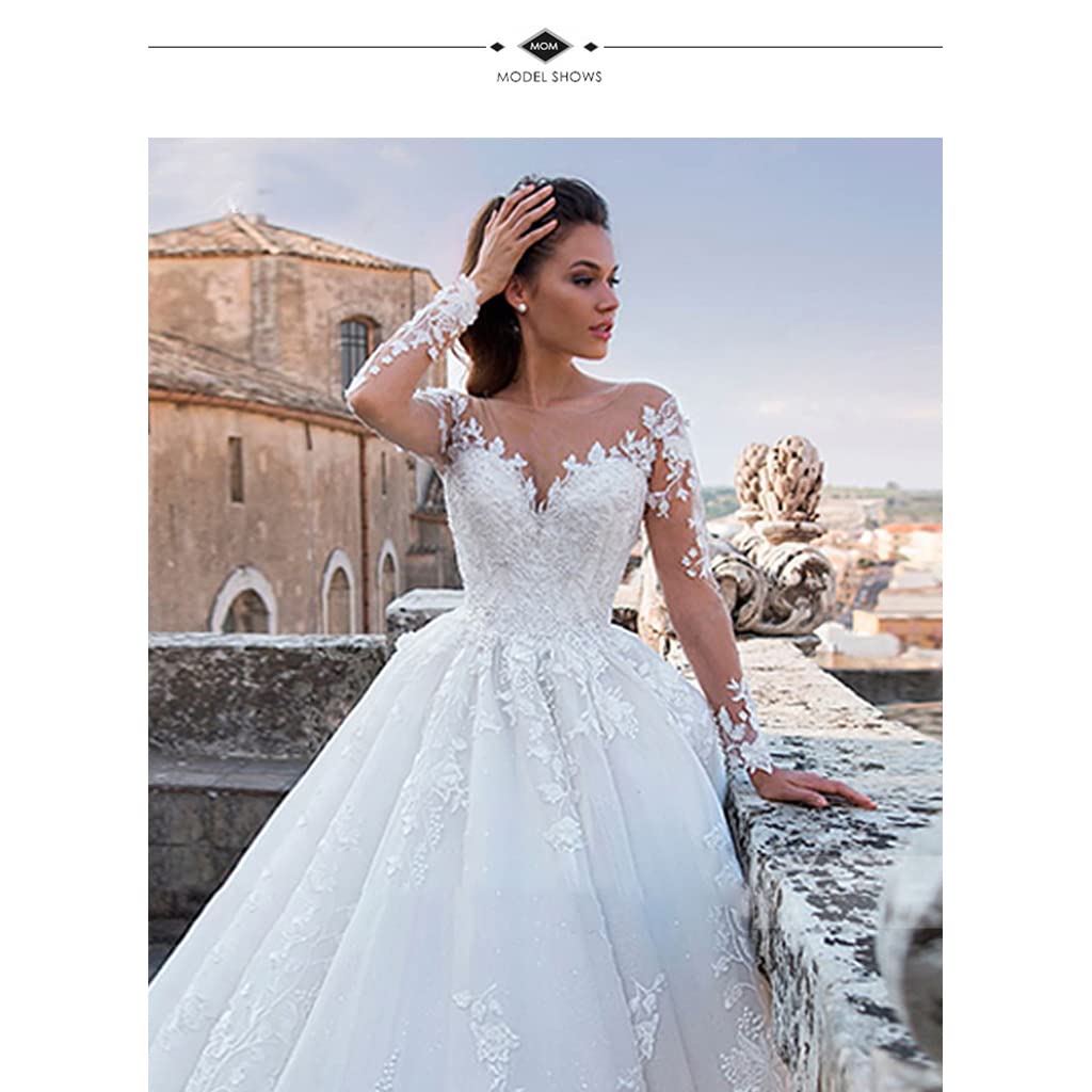 Robes de mariée Robes de mariée Robes de soirée Robes de Bal Robes de Tapis Rouge Col en V Manches Longues Cravate Tutu Jupe Dentelle Robe de mariée traînante Sexy Blanc Nouveau Longer Version 8
