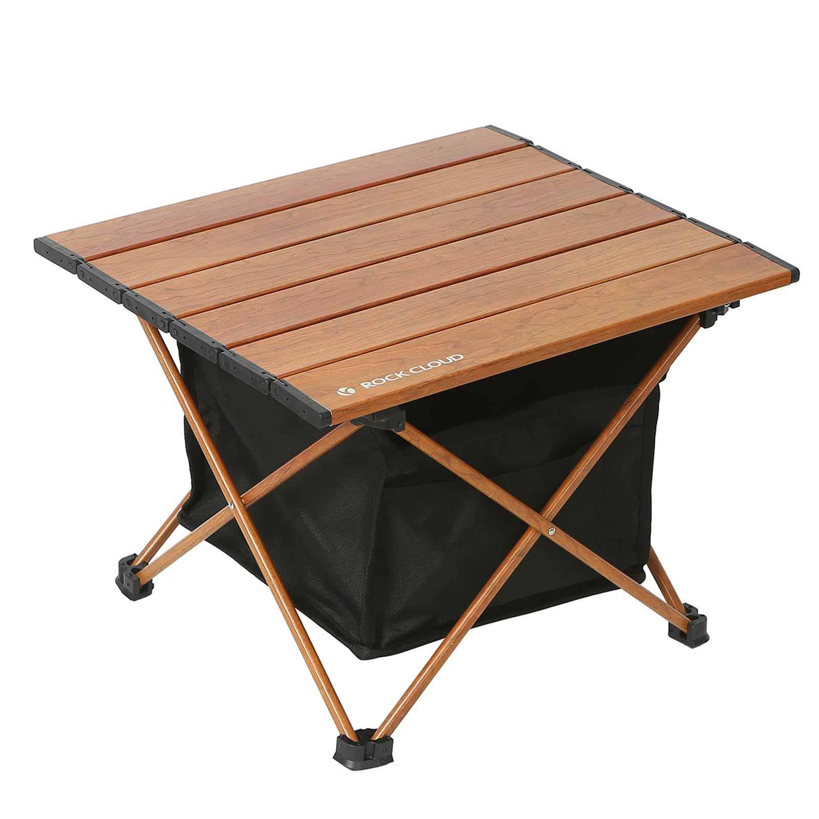 ROCK CLOUD Portable Camping Table Ultralight Aluminum Folding Beach Table Camp for Camping Hiking Backpacking Outdoor Picnic (Nature Wood Grain,with Storage Bag, Small)