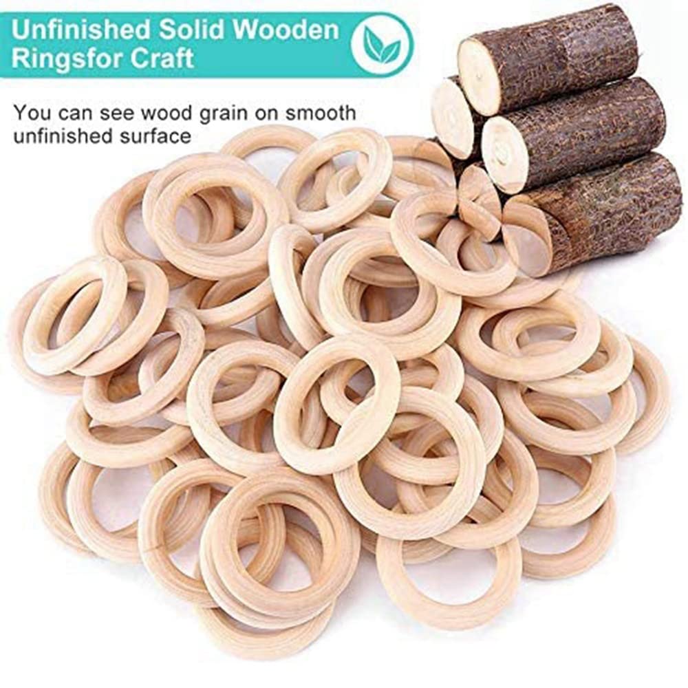 Ysimple 36-Delige Houten Ringen Voor Ambacht,60mm Houten Ringen Natuurlijke Macrame Voor Diy Craft Sieraden Ring Hangers,Decoratie Craft Ring,Sieraden Maken