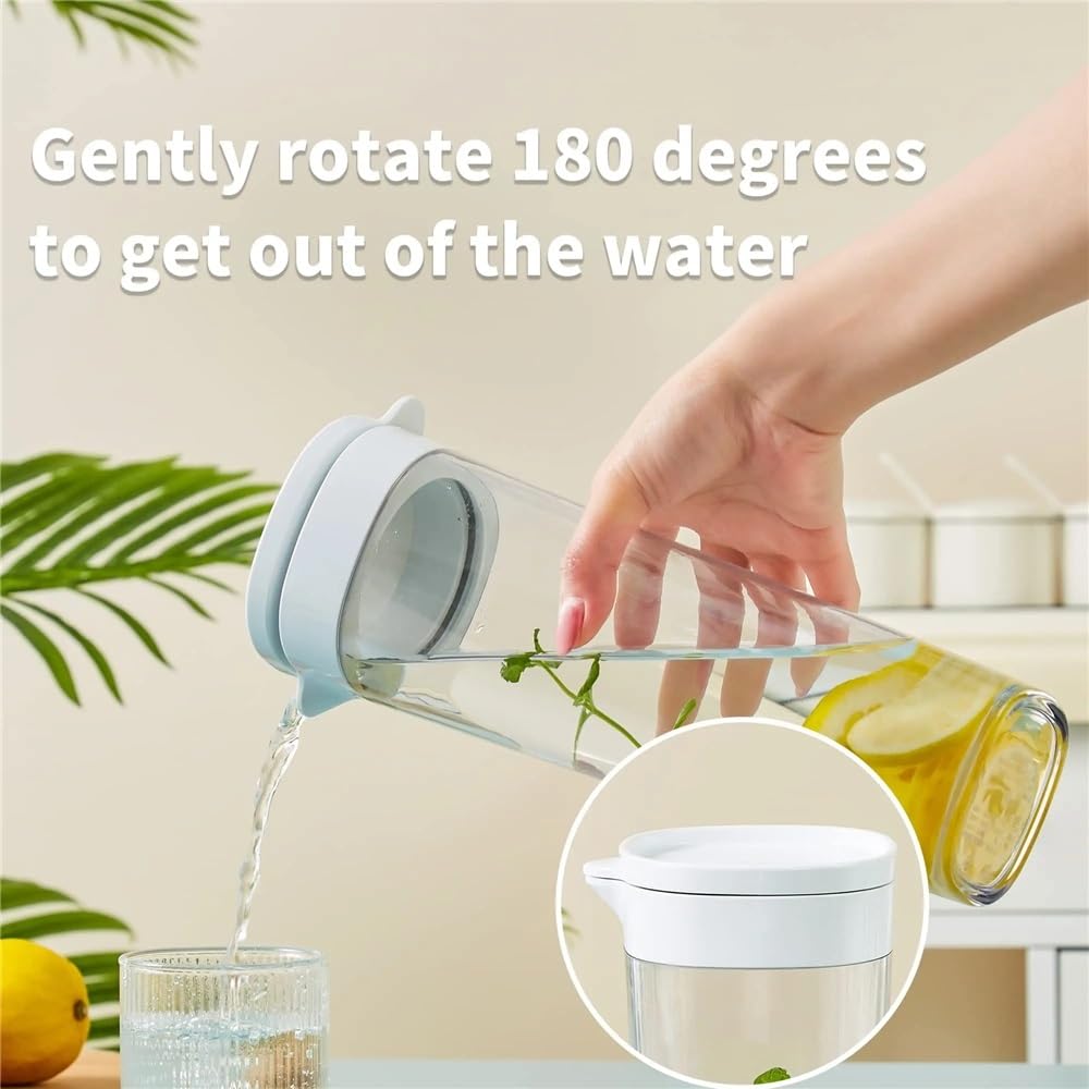 Dzban 1100 ml plastikowy dzbanek na zimną wodę, mrożoną kawę do drzwi lodówki, wykonany z mrożonej lemoniady(Biały)