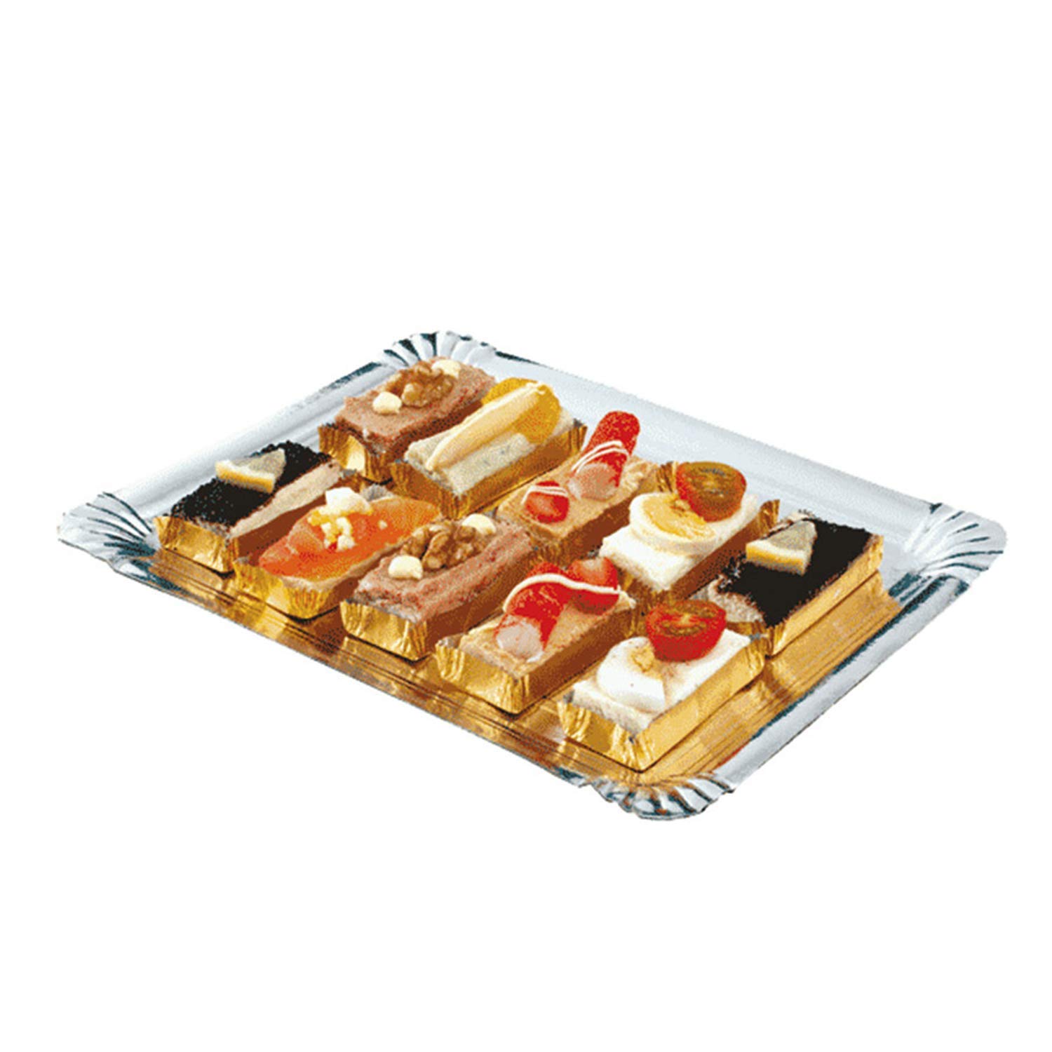 García de pou Plateaux Traiteur Deux Faces 25X34 Cm Argent/Or Carton - 100 unités