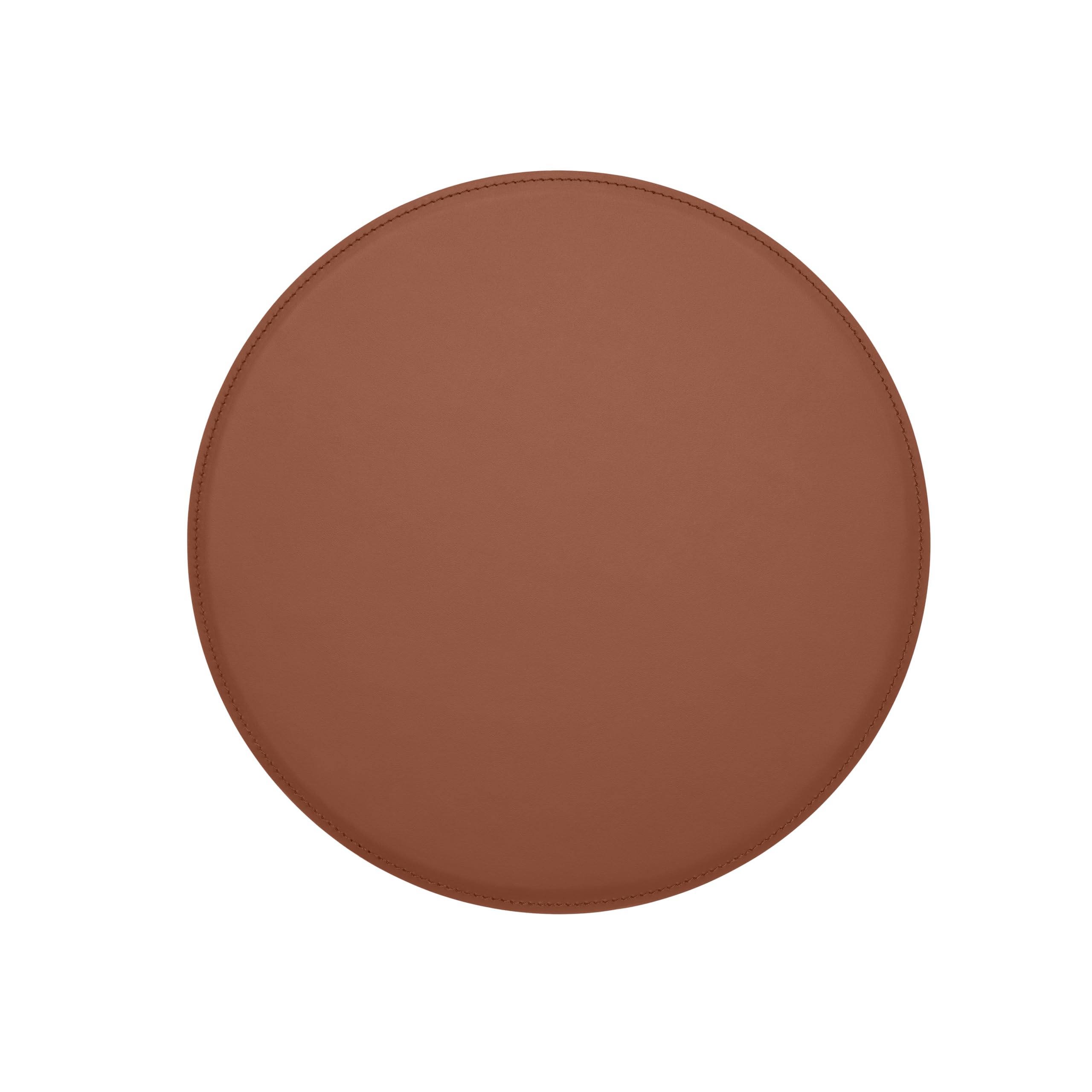 Eglooh - Atlante - Sottomano Scrivania Rotondo in Cuoio Arancione Marrone Naturale - cm 35x35 - Centrotavola Tondo Cuciture Artigianali e Fondo Antiscivolo - Made in Italy