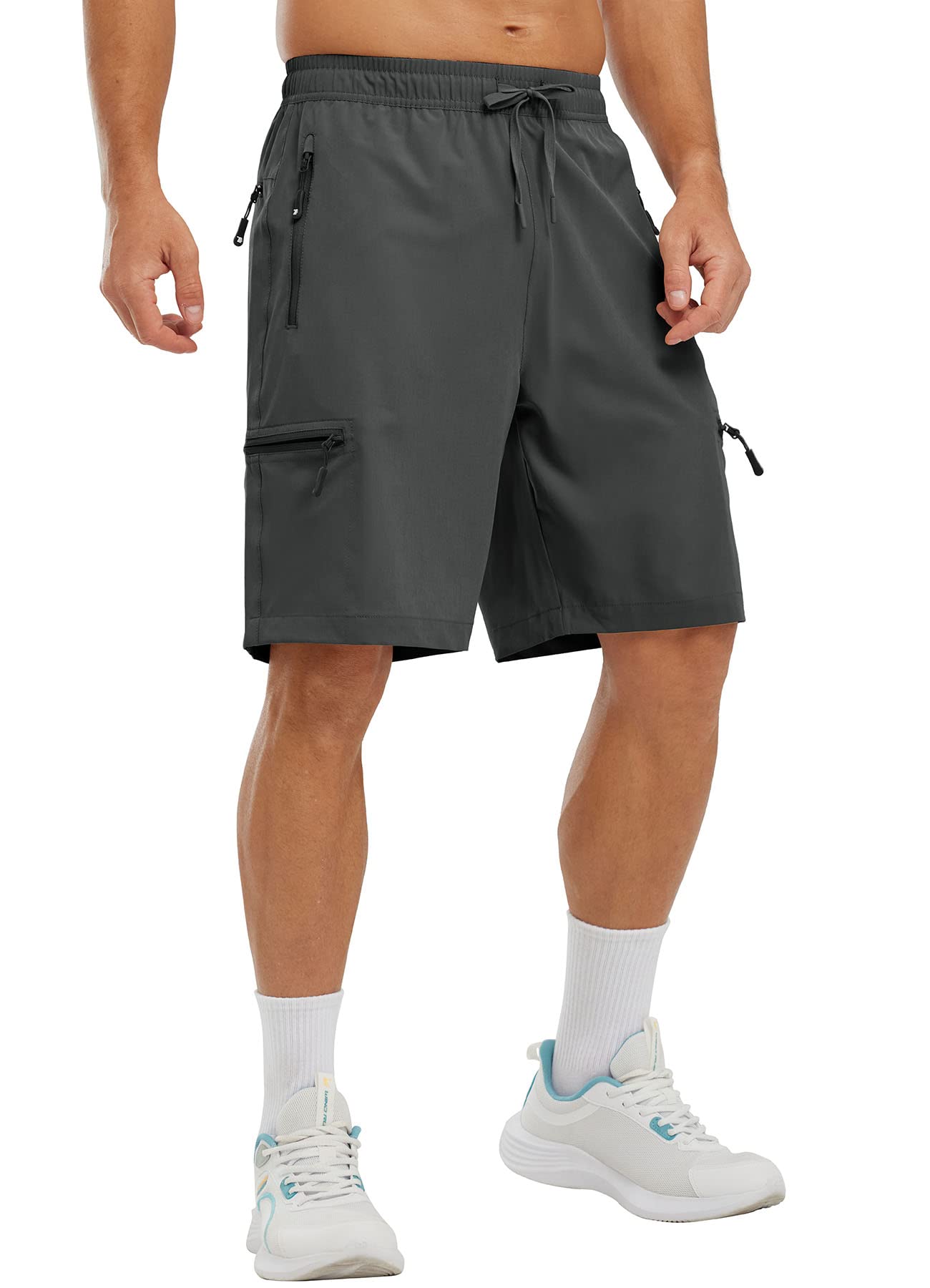 YSENTO Herren Kurze Wanderhose Leichte Sommer Kurze Outdoor Cargohose Schnelltrocknend Kurze Trekkinghose Sporthose mit Reißverschlusstaschen