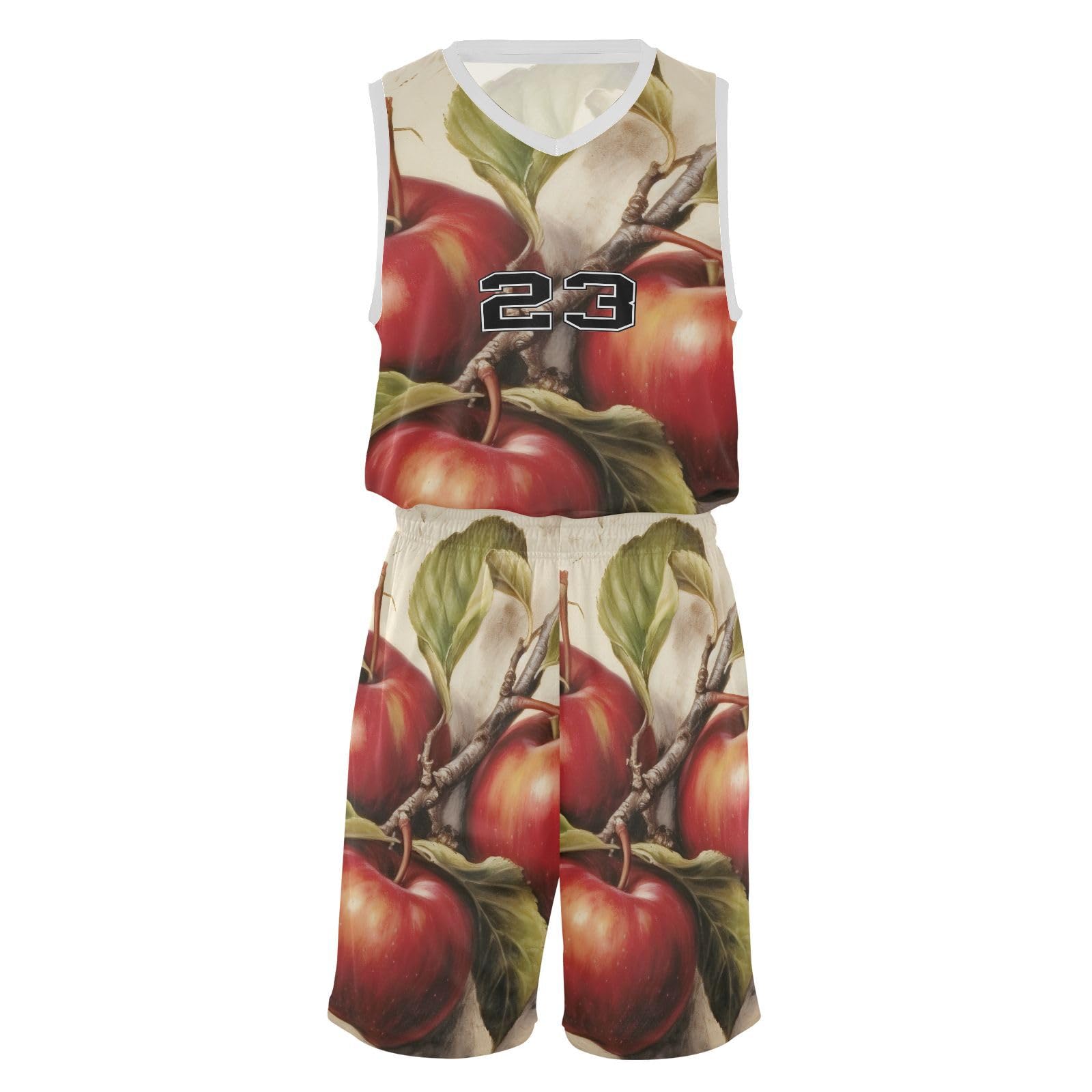 FLildon Red Apples Boys Basketball Jersey Set Tank Top Shorts Tracksuit Sport Training Suit for Kids