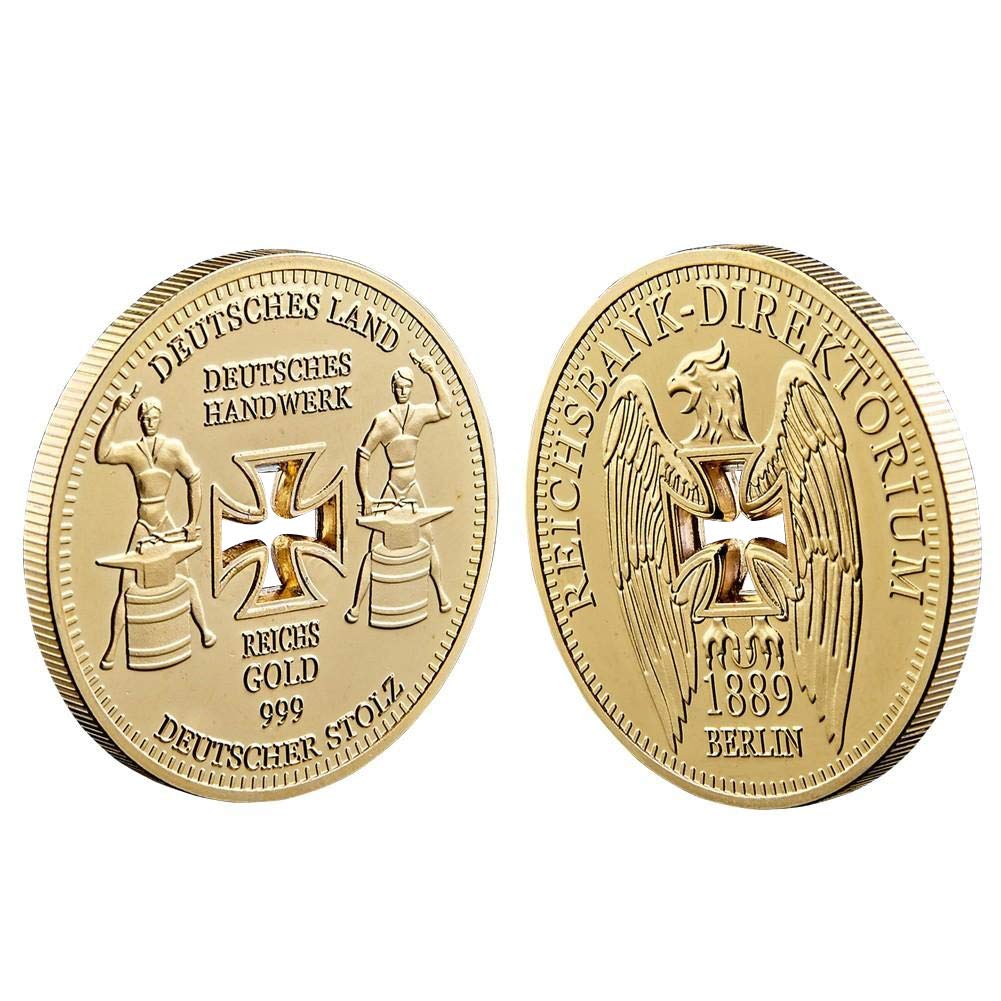 Lankater Gold/Golden 1Pc German Imperial Bank -Plated Commemorative Coins, Germany Hollow Cross Coin Collectibles (En)