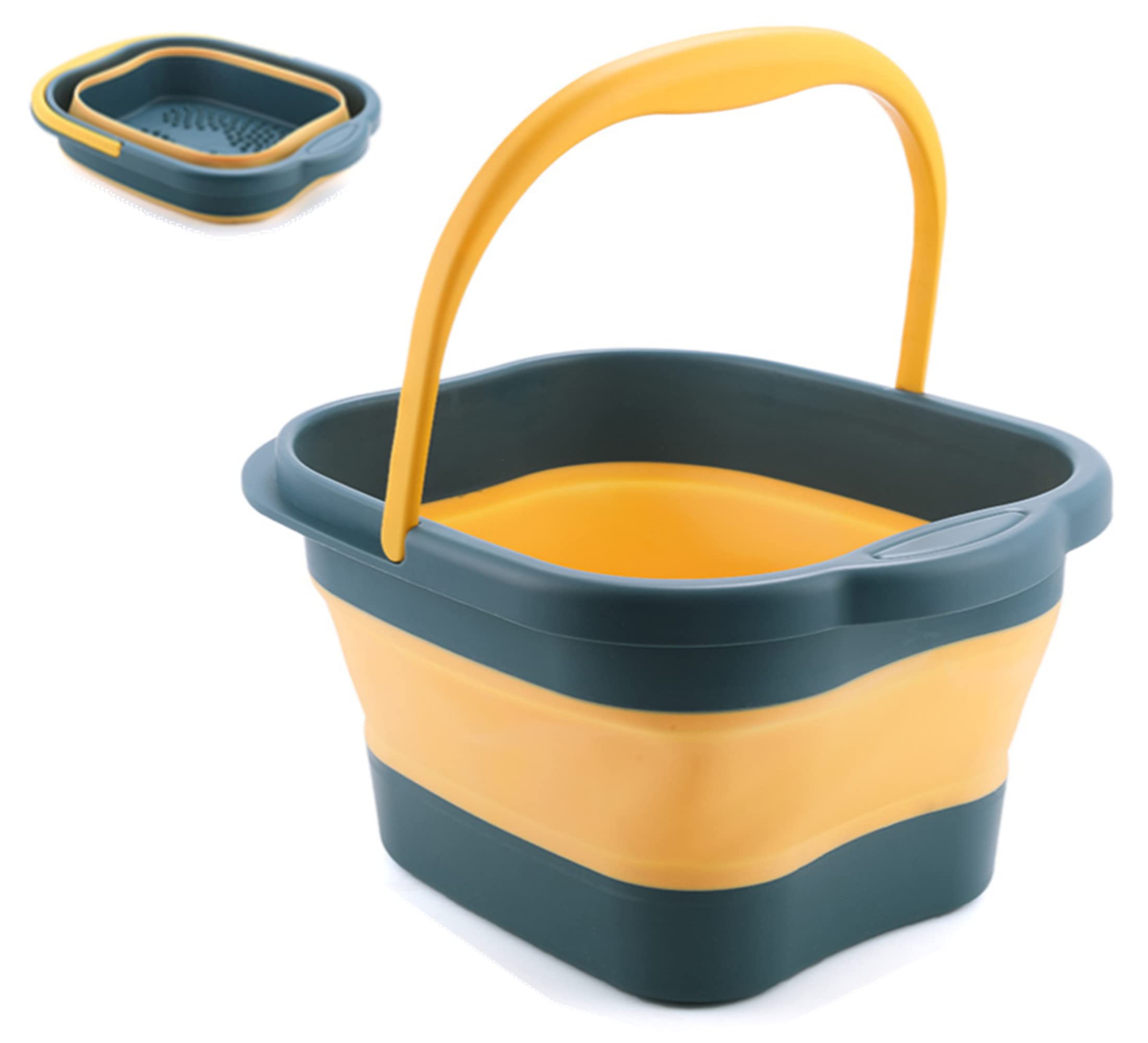 Collapsible Foot Bath Basin Tub for Soaking Feet, Plastic Foldable Foot Spa Bucket Tools with Handle and Massager Acupoint for Camping Travel