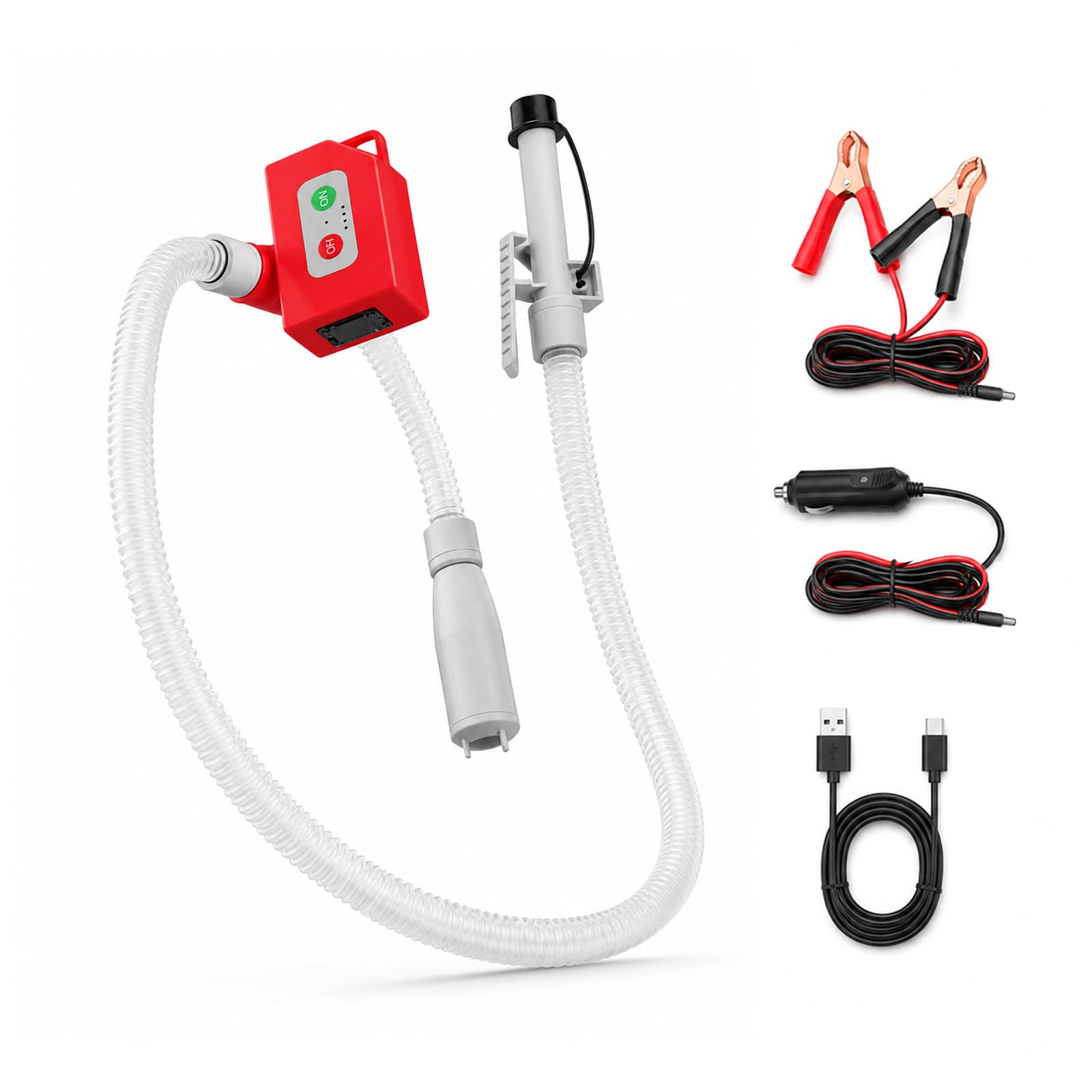 Pompe Essence Electrique, Pompe Carburant sans Fil, Arrêt Automatique | 9L/Min, 2000mAh Batterie Rechargeable, avec Pince Crocodile 12 V CC et Câble Allume-Cigare, pour Essence, Diesel, Huile