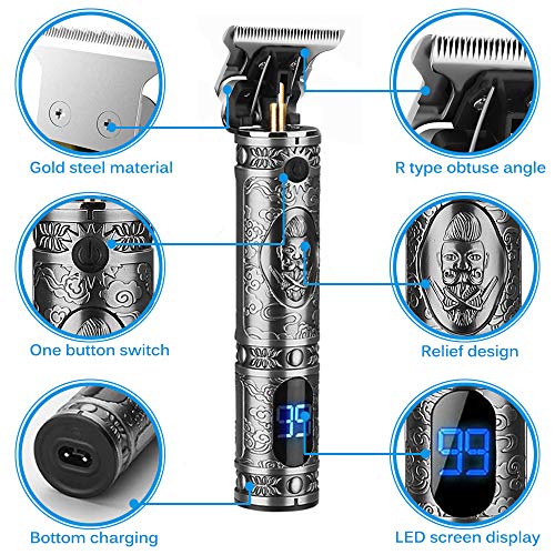Electric Hair Clippers for Men Professional Outliner,2020 New Cordless Zero Gapped Trimmer Barber Accessories Grooming Waterproof Rechargeable Close Cutting T-Blade 0mm Bald Detail Beard Shaver