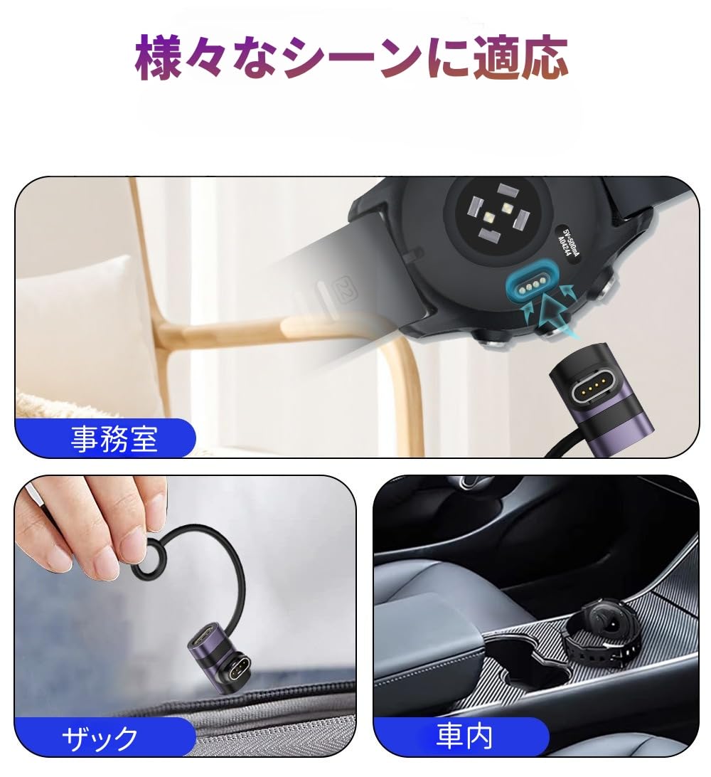 Amazon.co.jp: YFFSFDC ガーミンウォッチ充電アダプター L型 usbタイプ 