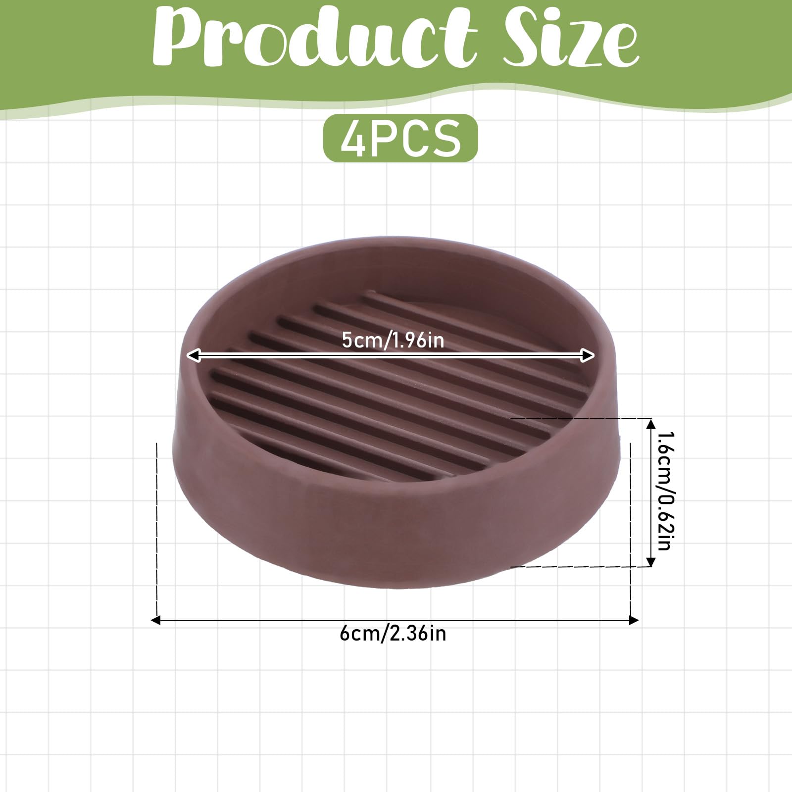 2x2" Furniture Caster Cups Round Rubber Furniture Pads - Image 2