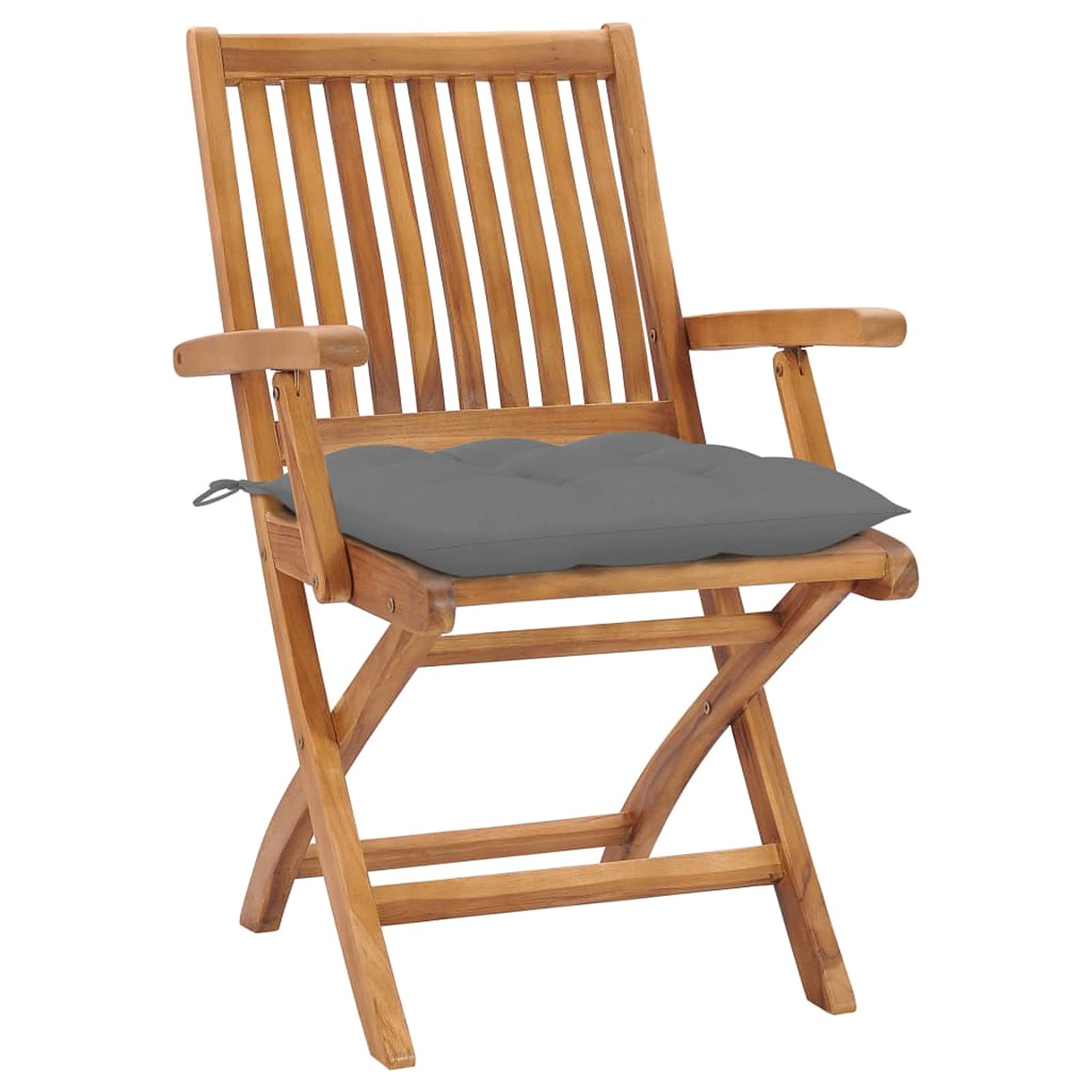 Mobili Sedie da Giardino 2Pezzi con Cuscini Grigio in Massello di Teak, Sedie da Esterno, Sedie da Pranzo, Arredo Seggiole Giardino Arredi da Esterni Patio Terrazzo Arredamento Decor Casa