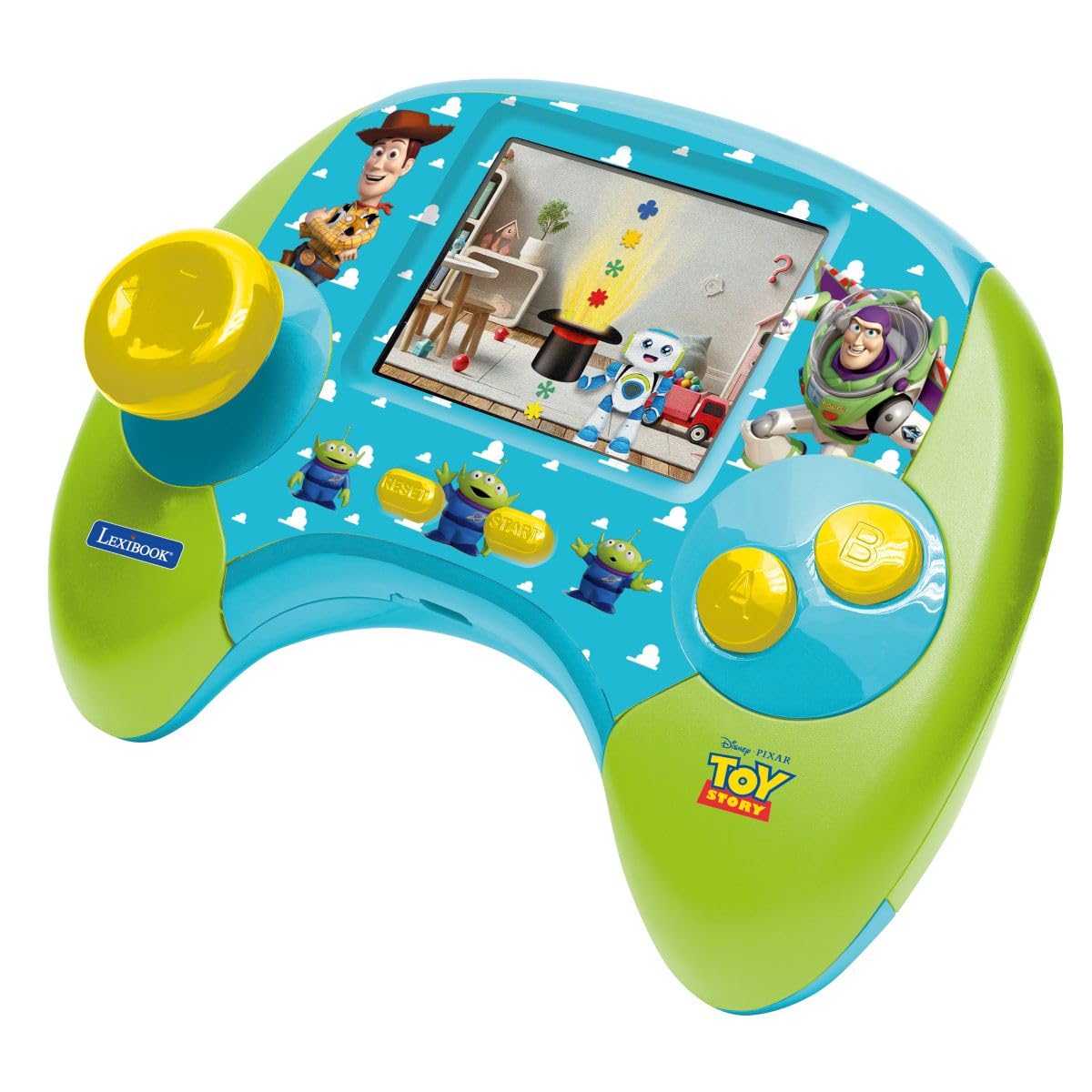 Lexibook, Disney Toy Story, Consola Educativa Power Console®, Consola Bilingüe Que Habla, 100 Actividades en Inglés y Español, Pantalla LCD a Color de 2.8", Juegos de Aprendizaje, Azul, JCG100TSi2LXB