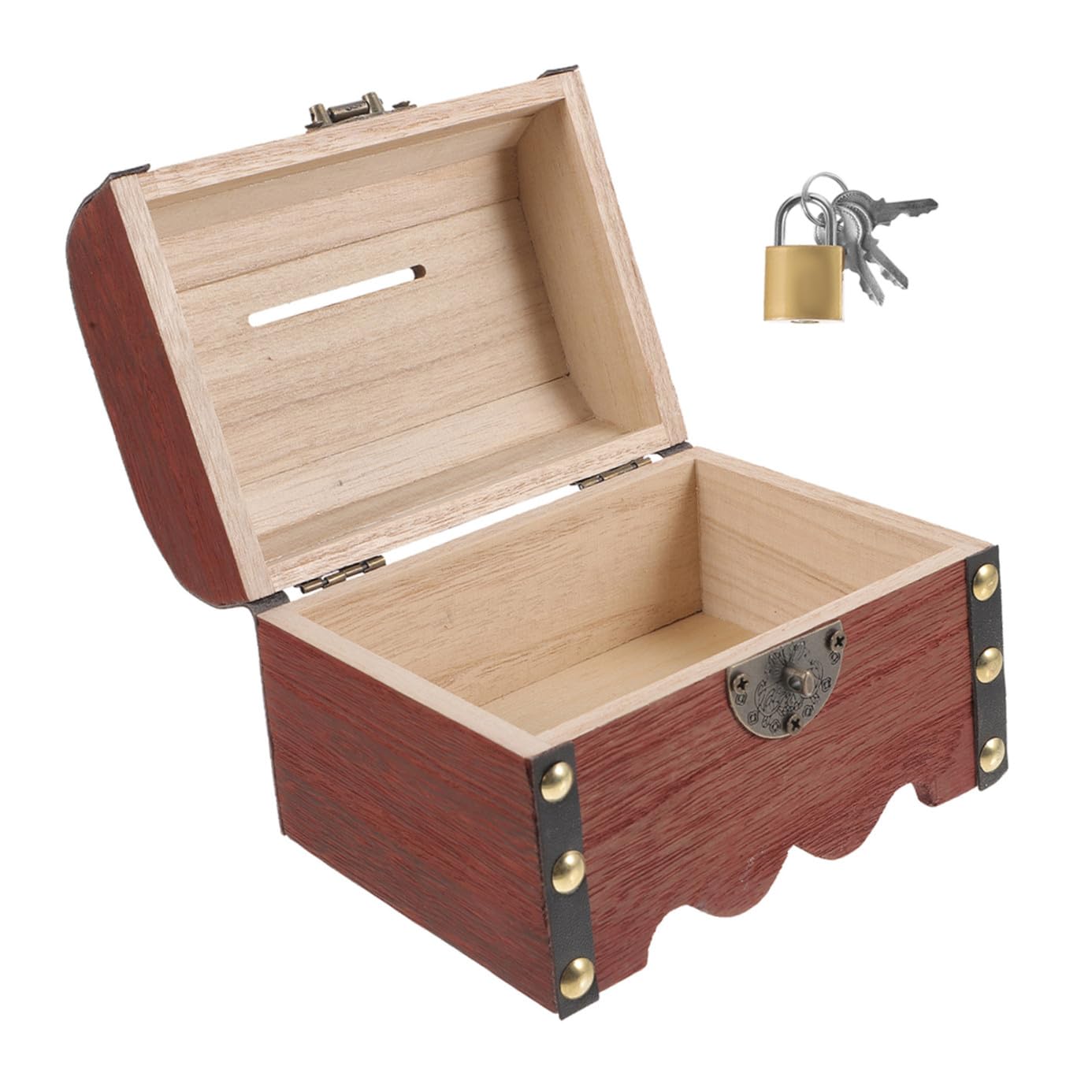 GLEAVI Caja de Cofre del Tesoro de Madera Cerradura para Niños y Niñas, Alcancía Vintage Creativa para Guardar Monedas y Billetes en Cumpleaños
