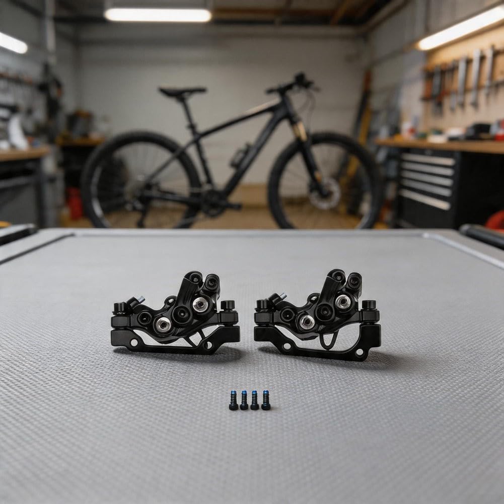 Pinza de freno mecánica de cuatro pistones para bicicleta de montaña con accionamiento de doble cara y montaje estándar de 6 pernos para sistemas de 160 mm (solo delantera)