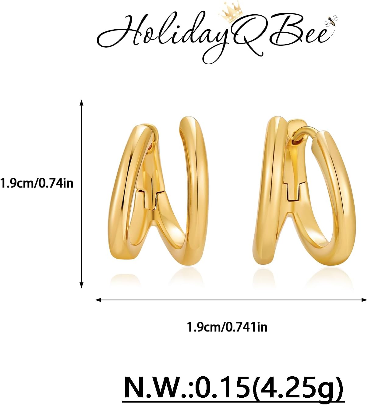 Gold Huggie Earrings For Women Trendy Gold Double Hoop Earrings Chunky Earring Unique Huggie Jewelry Earring Gift - Image 6
