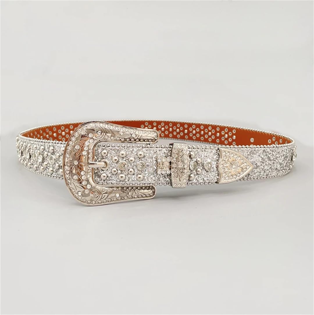 Mężczyźni kobiety Strass Ceinture krzyż cyrkonie diamentowy pasek z ćwiekami pasek