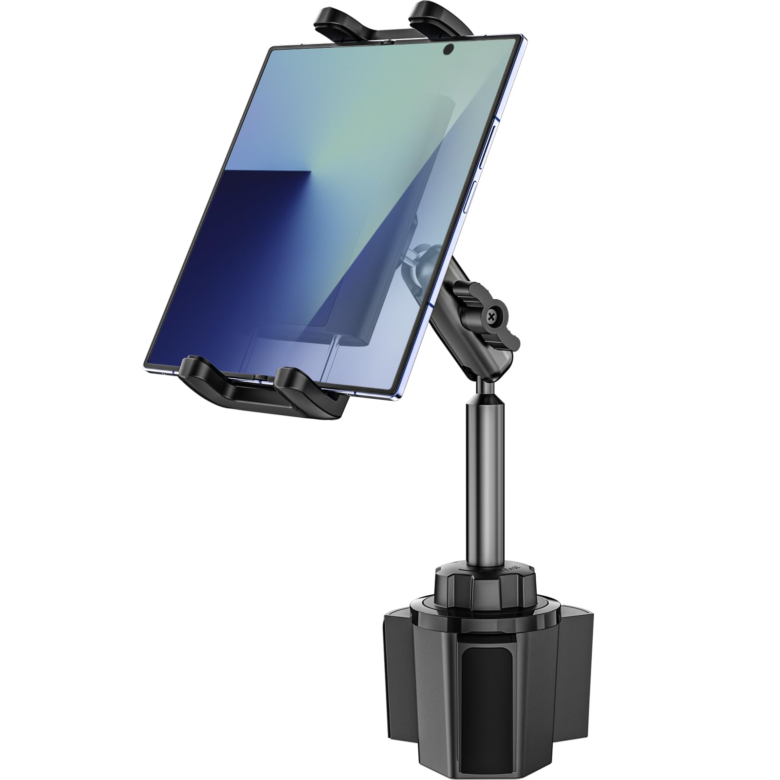Z Fold Car Mount, [Sturdy Metal Arm] Cup Holder Folding Phone Mount, 360° Adjustable Tablet Phone Stand Truck CupHolder for Galaxy Z Fold 7 6 5 4 3 2, Pixel Fold, Galaxy Tab, 4-13" Device