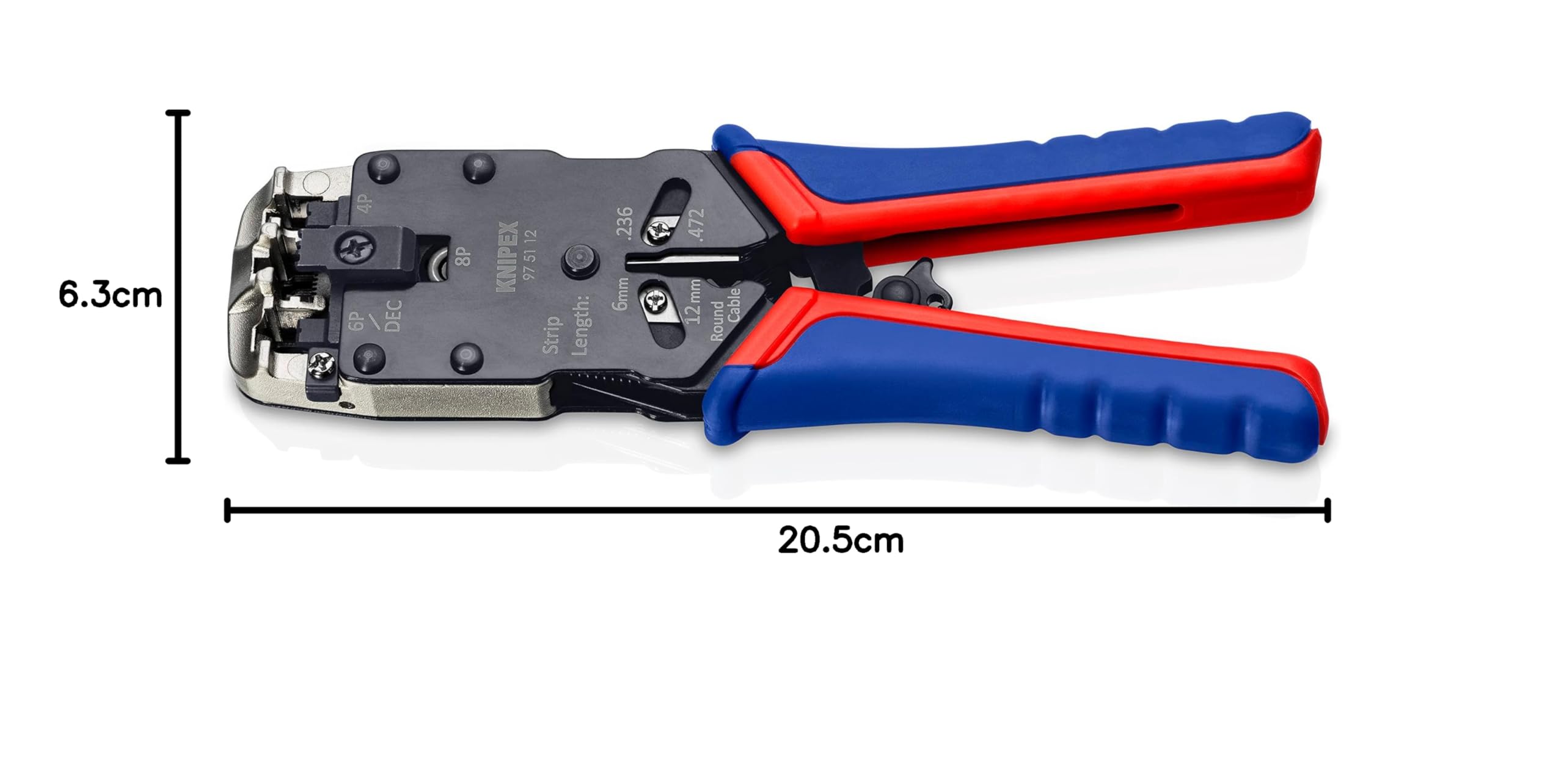 KNIPEX Pinza per connettori modulari tipo Western con impugnature multicomponente 200 mm, 97 51 12
