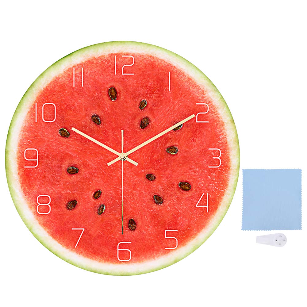 Horloge murale pastèque acrylique pour égayer la cuisine et le salon familial