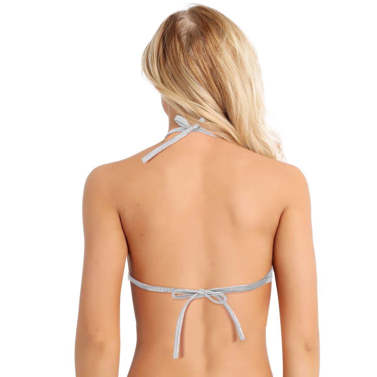 Sexy Mujer Transparente Top De Cortes De Tiras con Cuello Halter Sin Mangas con Vestido De Baile De Falda Volante