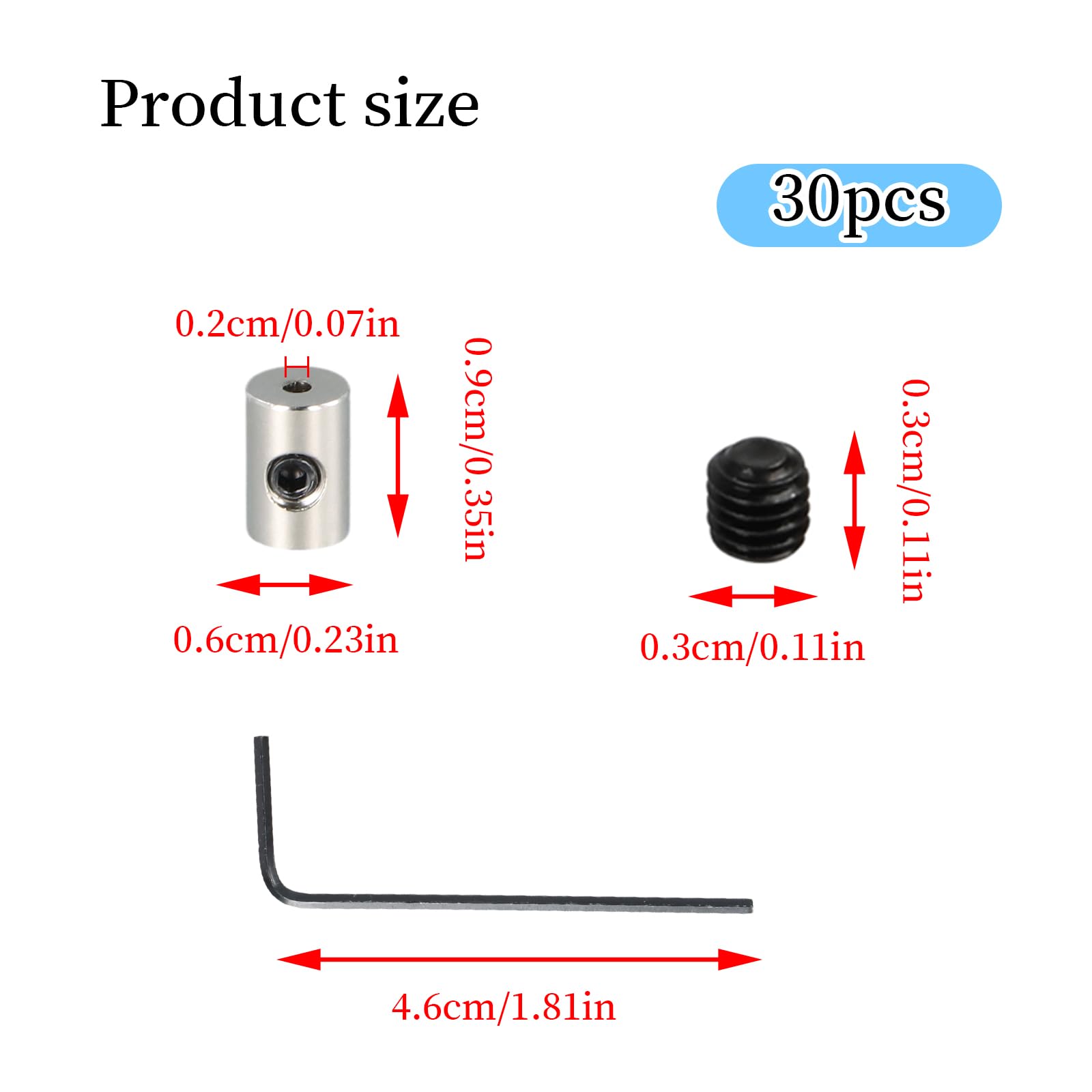 30pcs Pin Lock Keepers, Perno di Chiusura, 6x5mm Perno di Bloccaggio con Chiave Inglese, Ferma Spille Perno Schienale, Locking Pin Back per Badge Spille Gioielli Etichette Nome Artigianato Diy