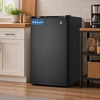 4.5 Cu.Ft Mini Fridge with Freezer, Compact Refrigerator Single Door, Quiet